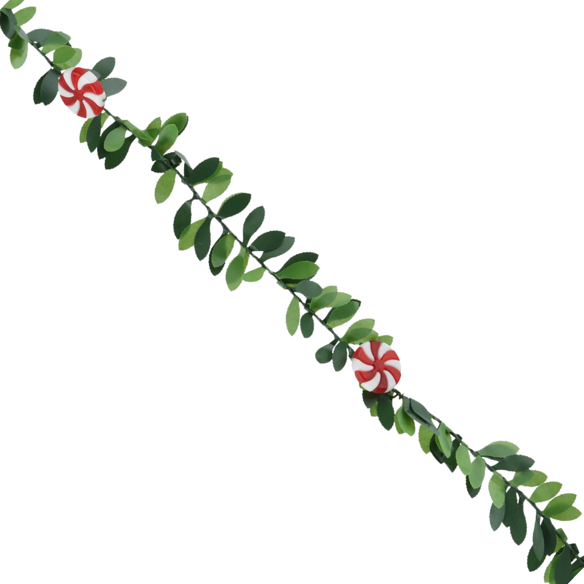 Whimsical Holly Garland - Candy Cane Accents