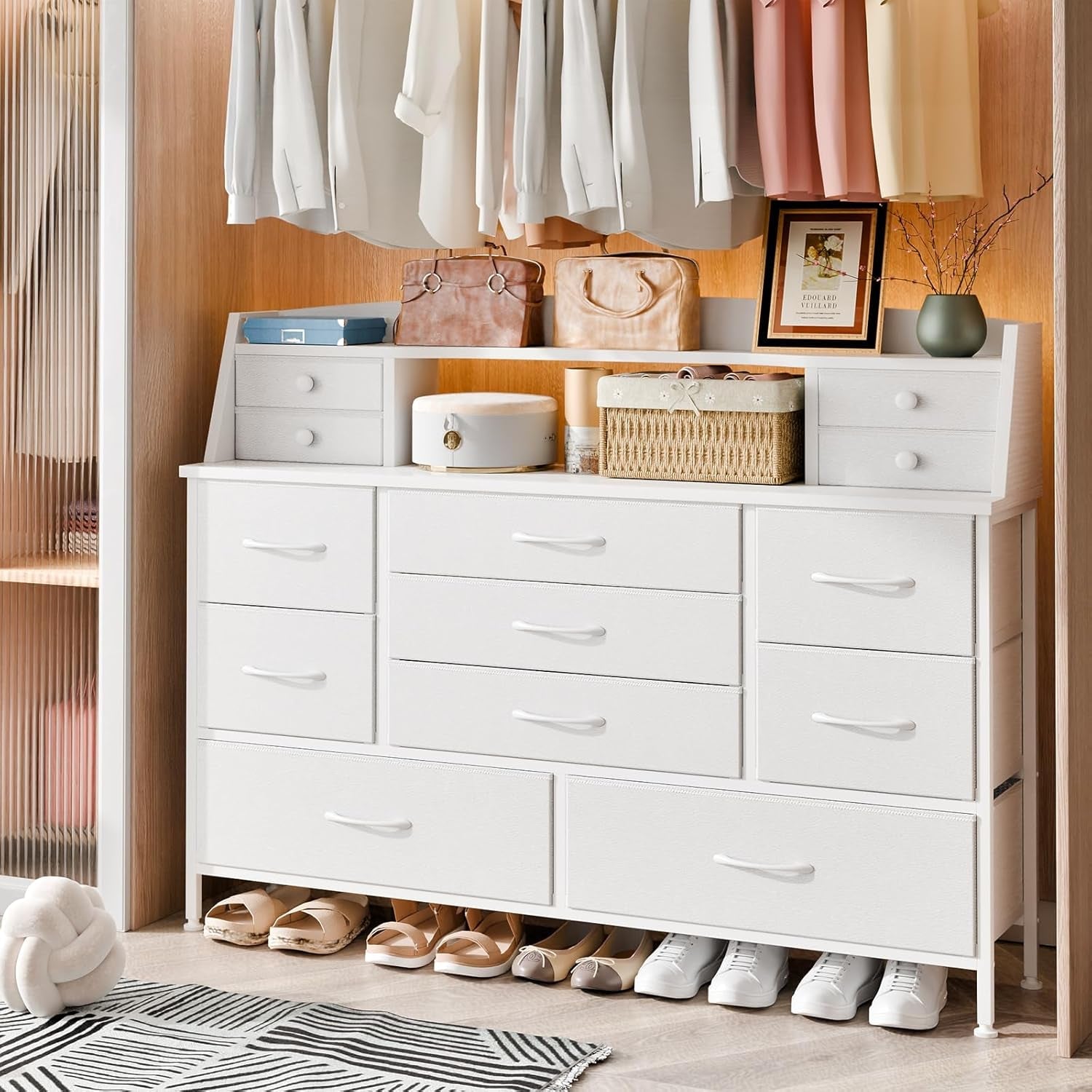 White 13 Drawer Dresser For Bedroom Storage Furniture