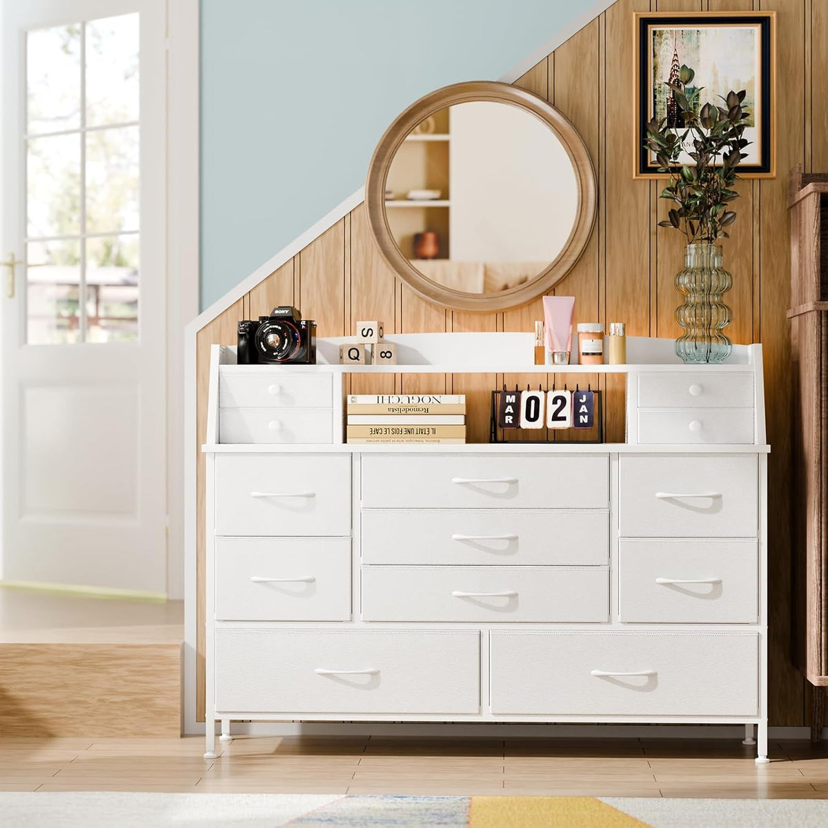 White 13 Drawer Dresser For Bedroom Storage Furniture