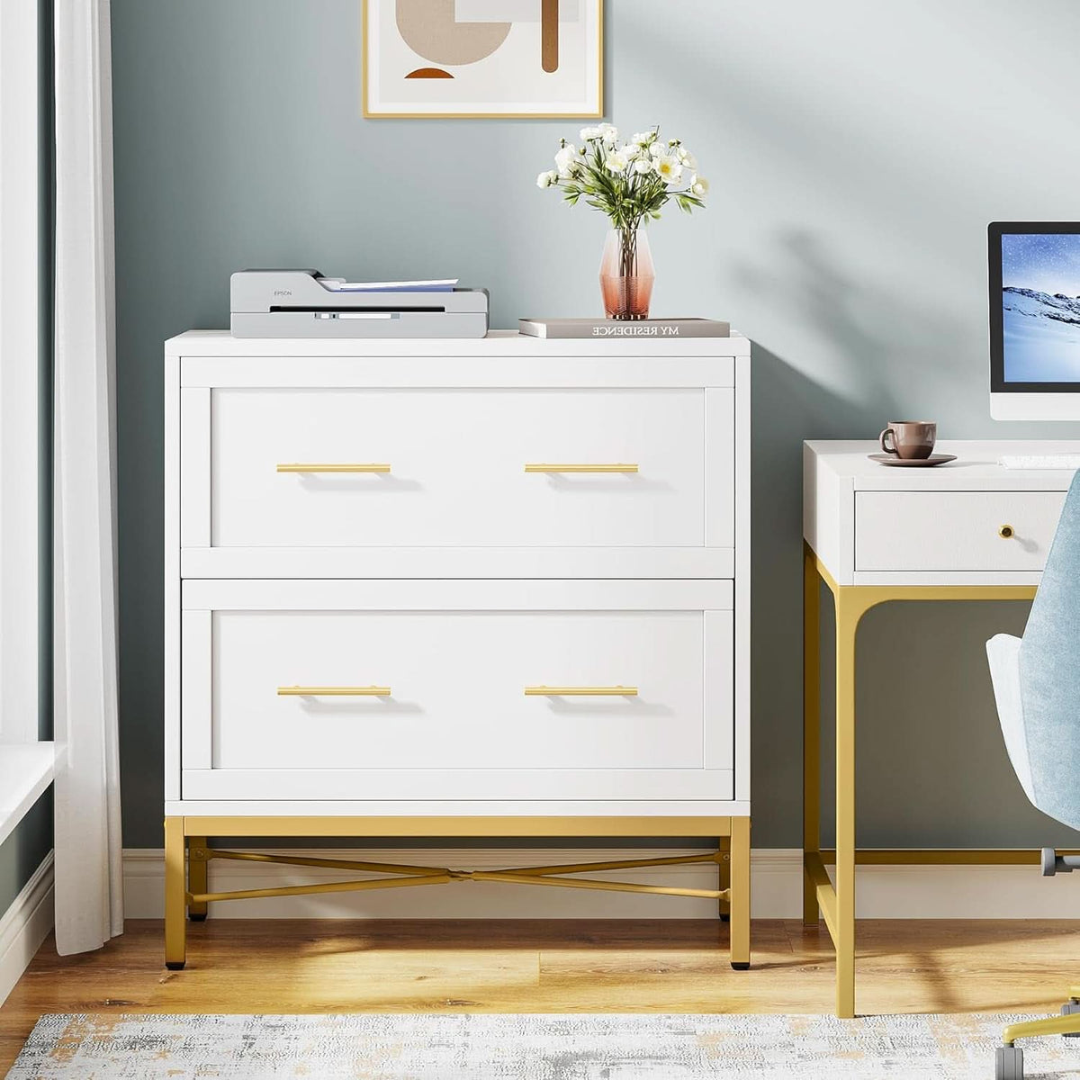 White 2-Drawer Lateral File Cabinet For Letter Legal A4