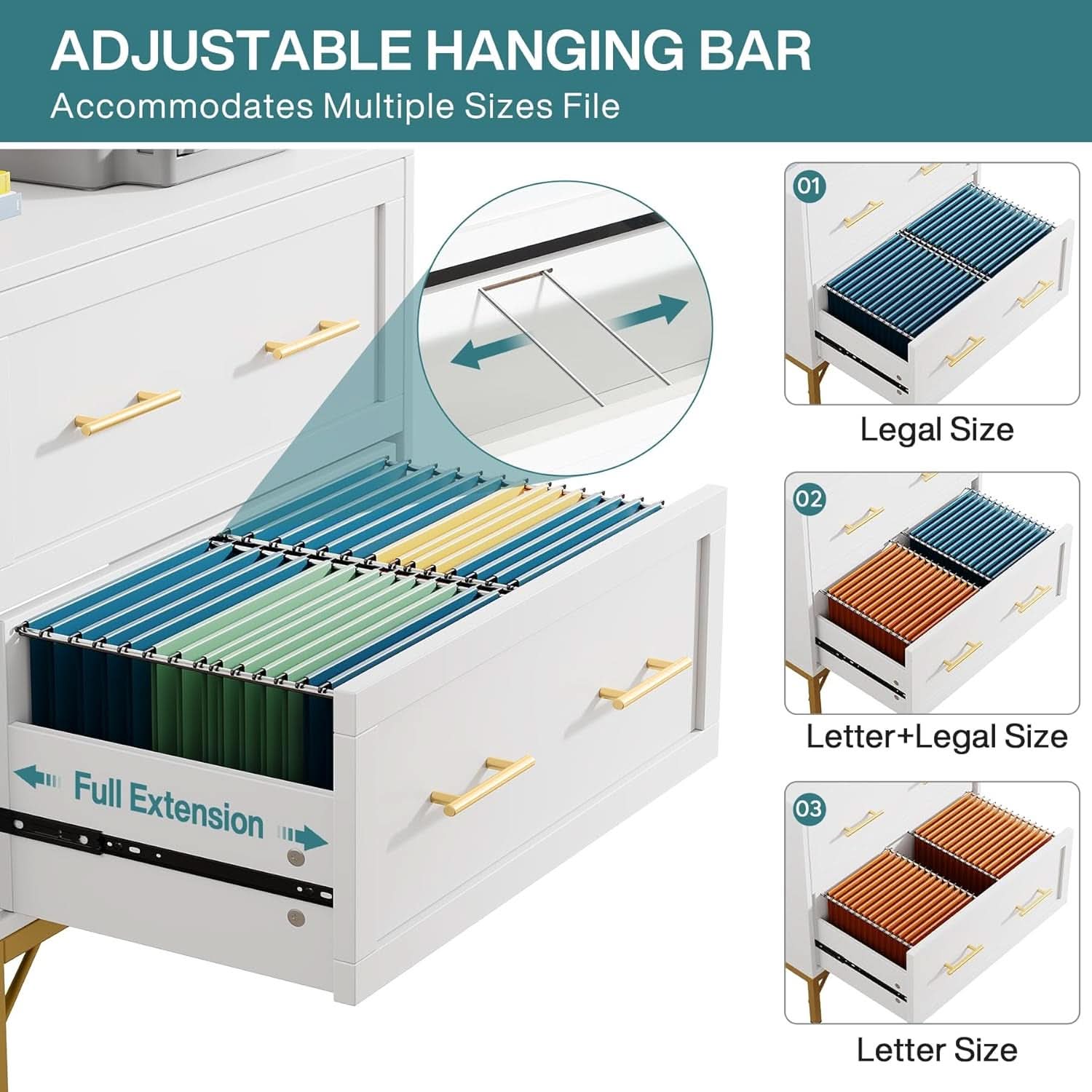 White 2-Drawer Lateral File Cabinet For Letter Legal A4