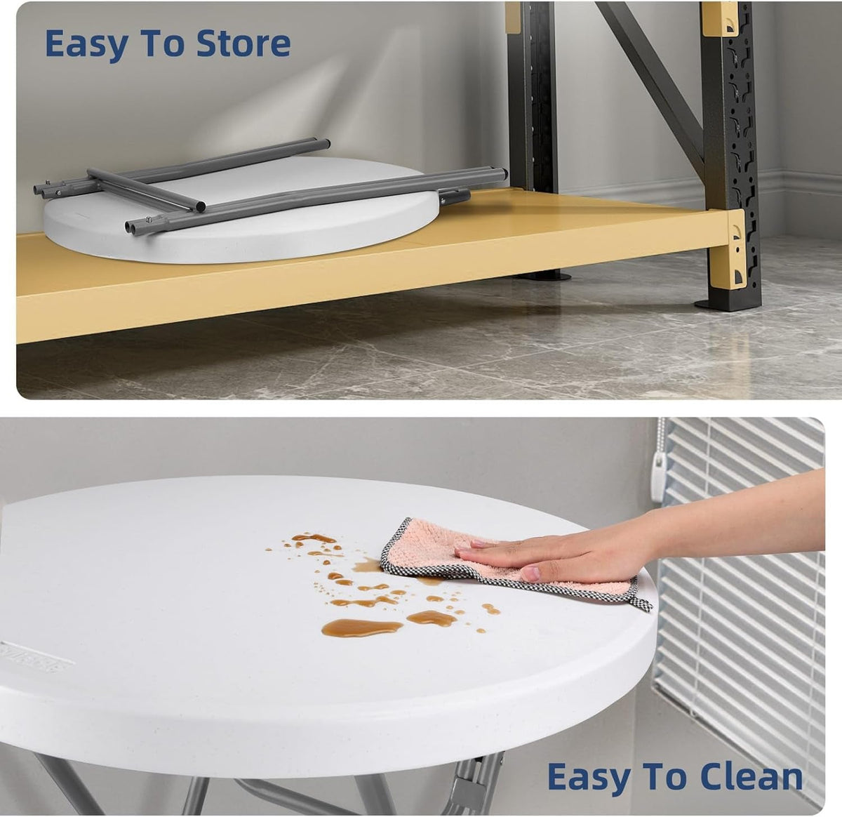 White 28 Inches Folding Cocktail Table Removable Legs