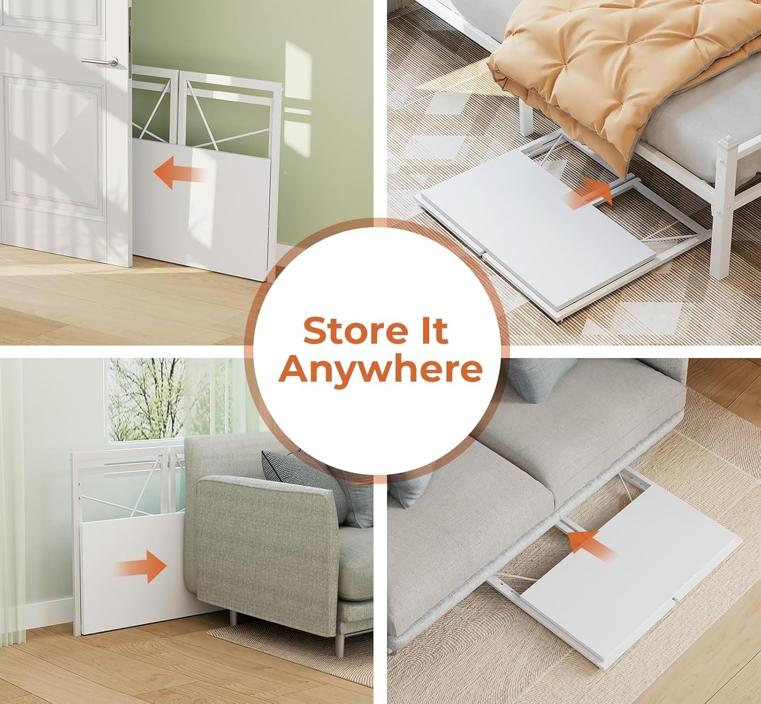 White 31.5 Inch Foldable Desk No Assembly Space Saving