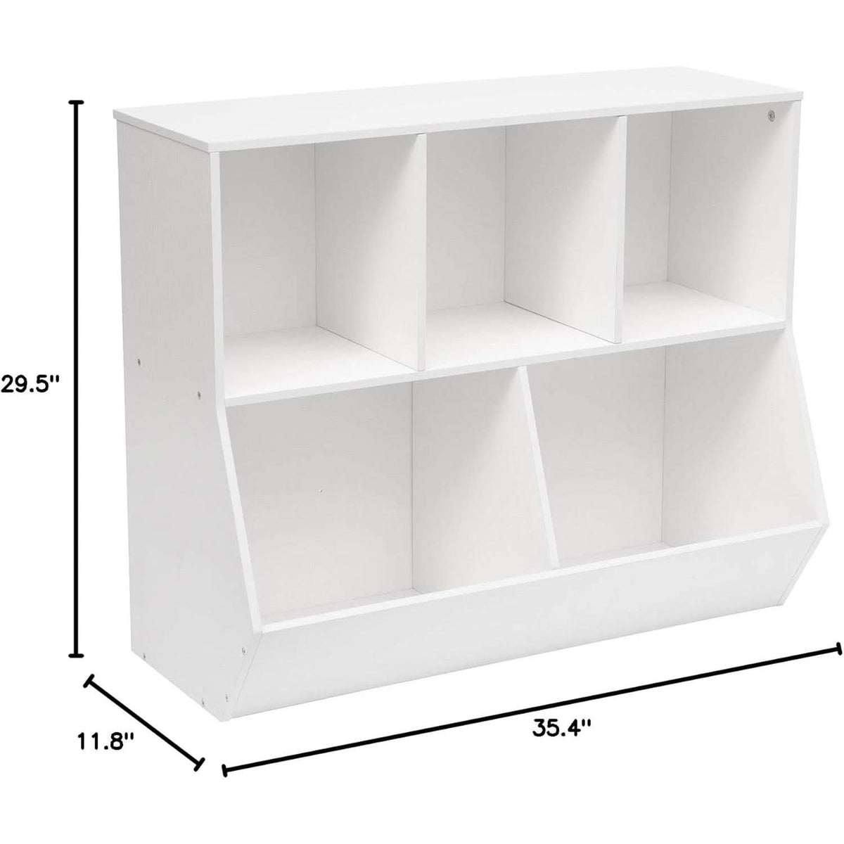 White 35.4 Inch Kids Bookshelf With Open Compartments
