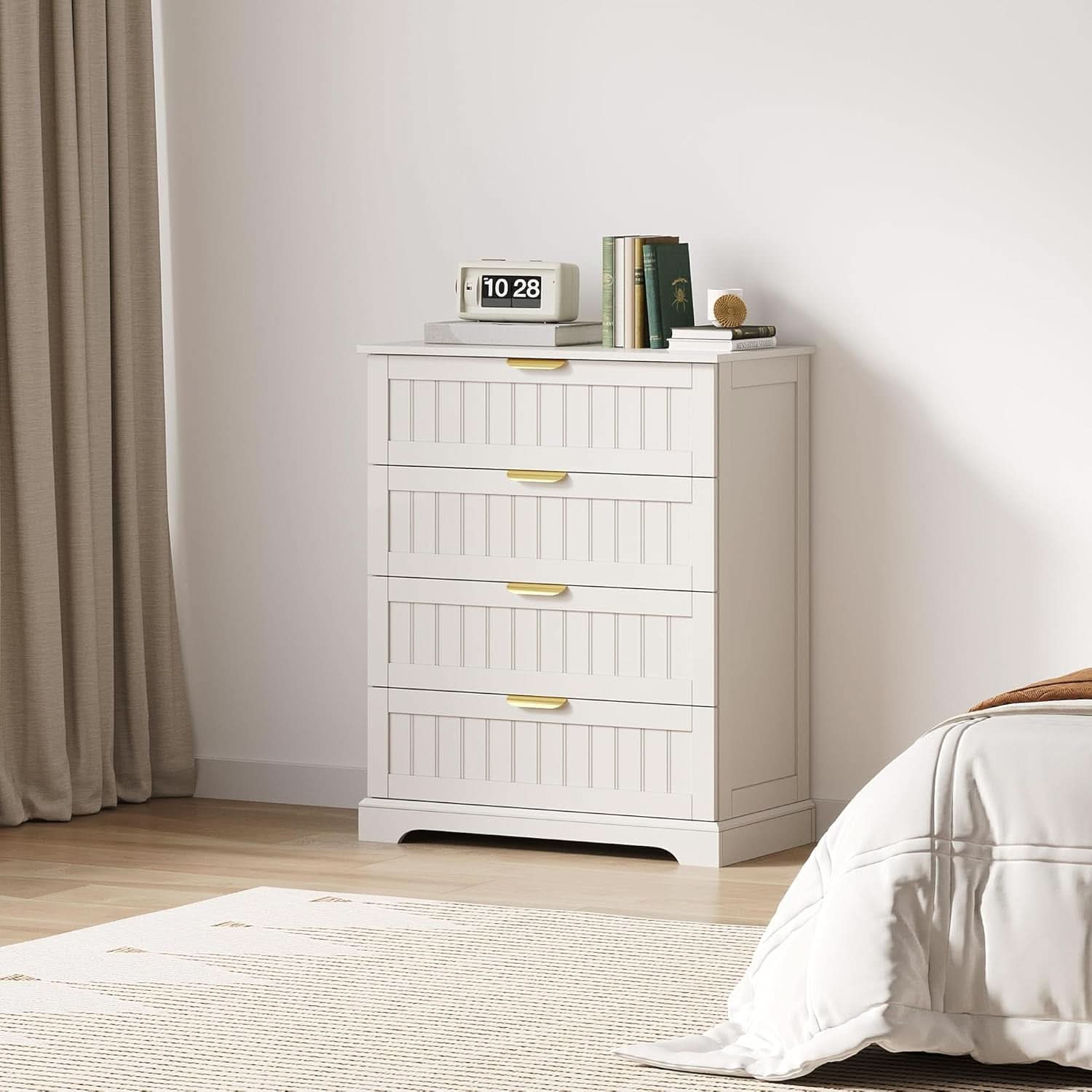 White 4 Drawer Dresser Modern Farmhouse Storage Chest