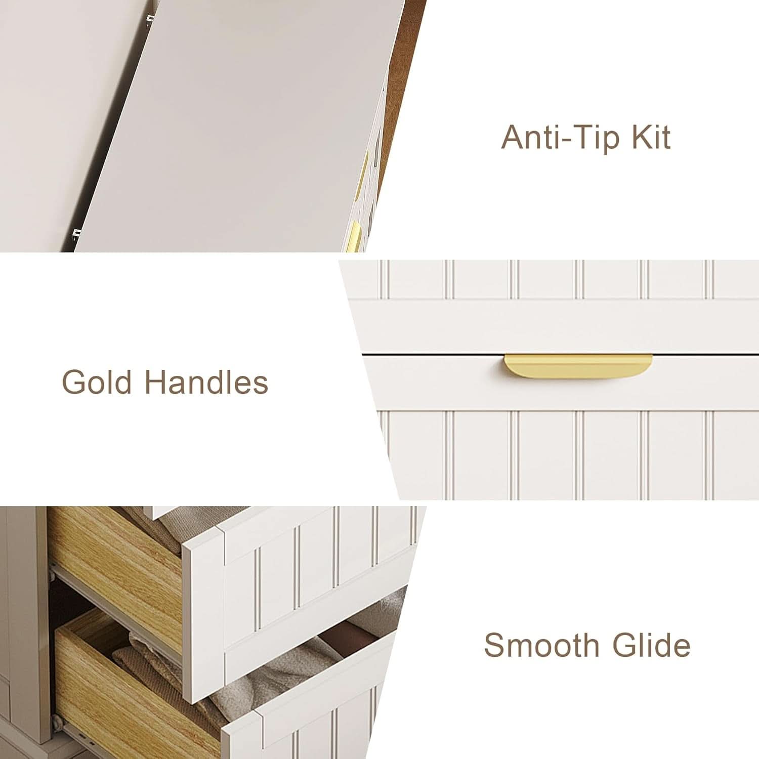 White 4 Drawer Dresser Modern Farmhouse Storage Chest