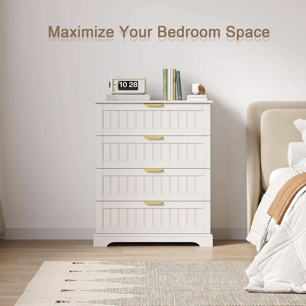 White 4 Drawer Dresser Modern Farmhouse Storage Chest