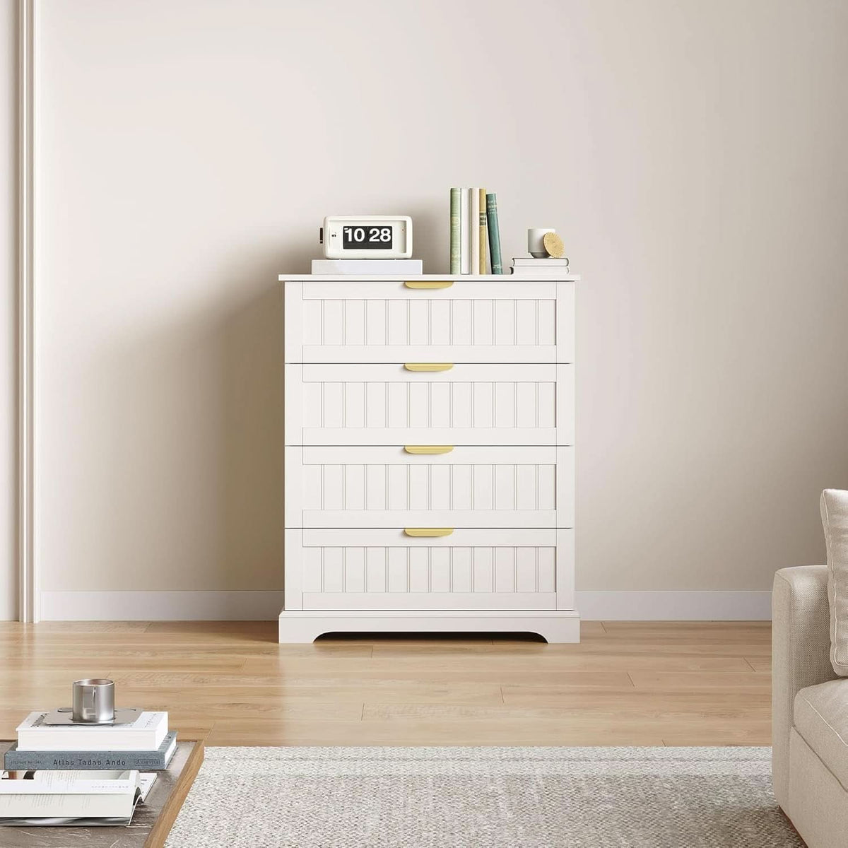 White 4 Drawer Dresser Modern Farmhouse Storage Chest