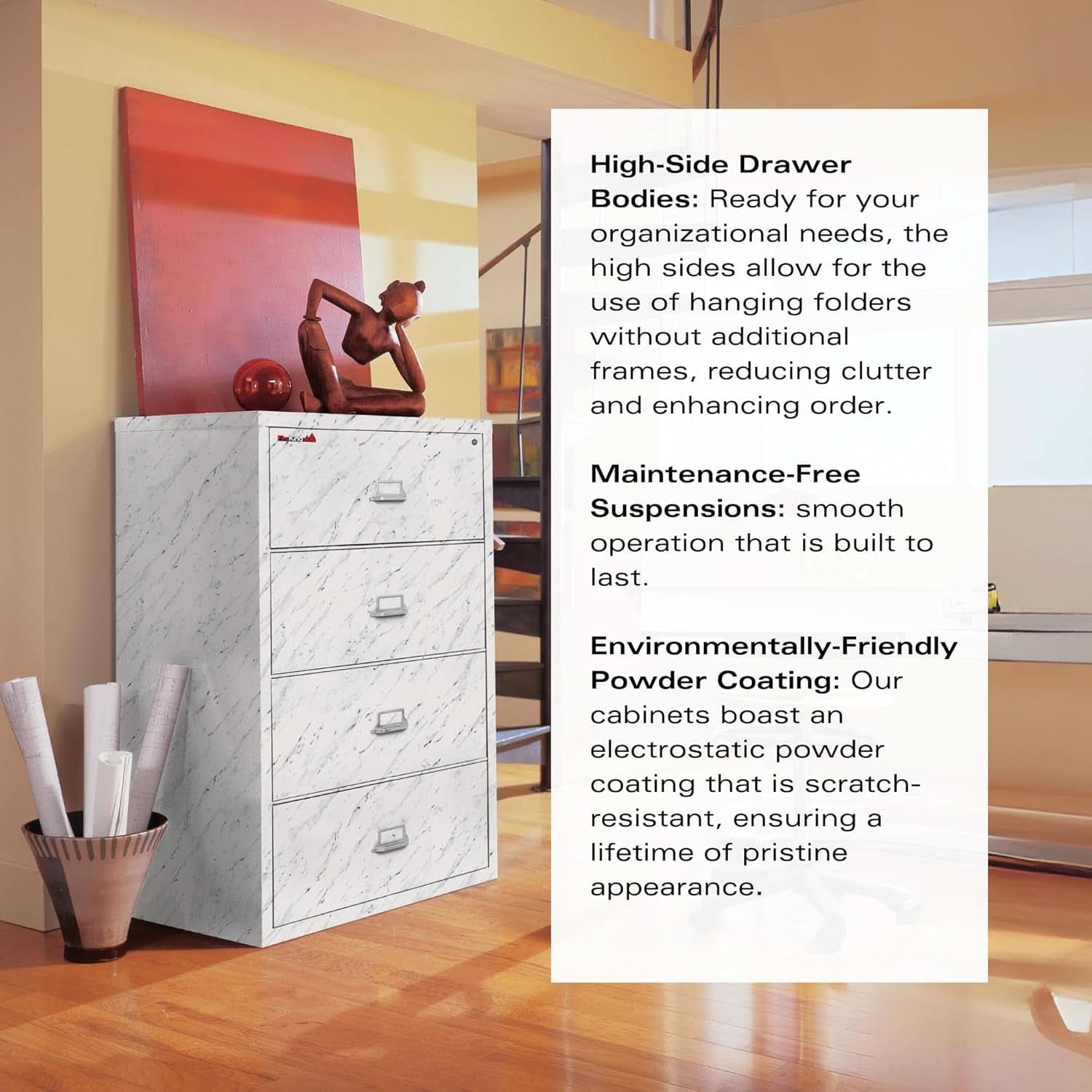 White 4 Drawer Fire Safe Lateral File Cabinet 1 Hour