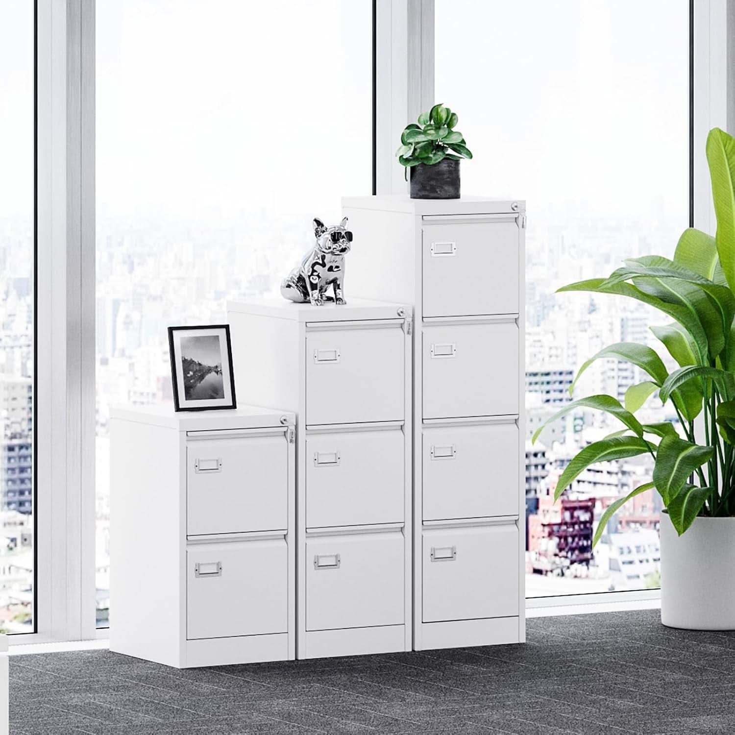 White 4 Drawer Vertical Locking File Cabinet For Office