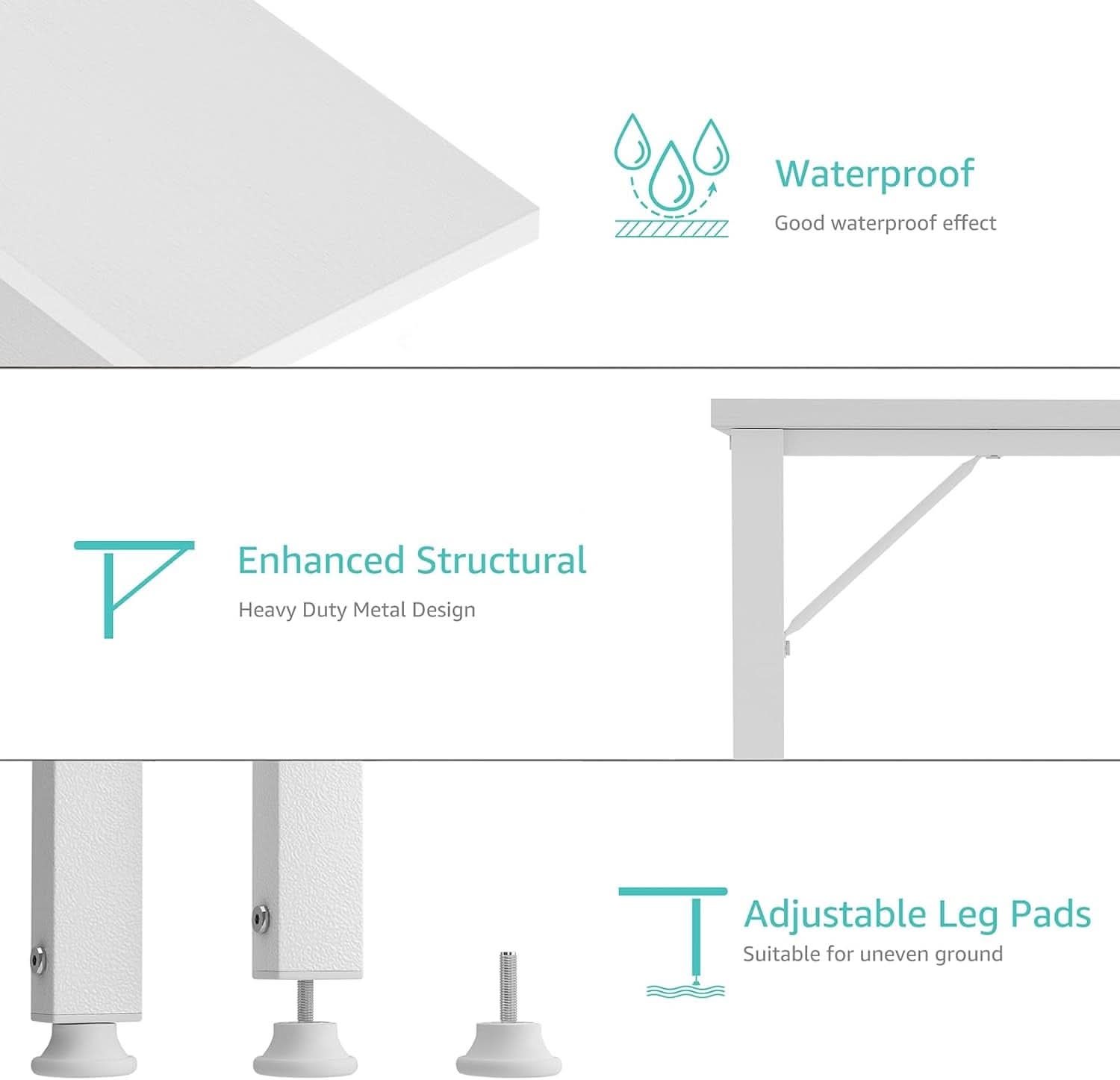 White 40 Inch L Shaped Computer Desk With Power Outlets