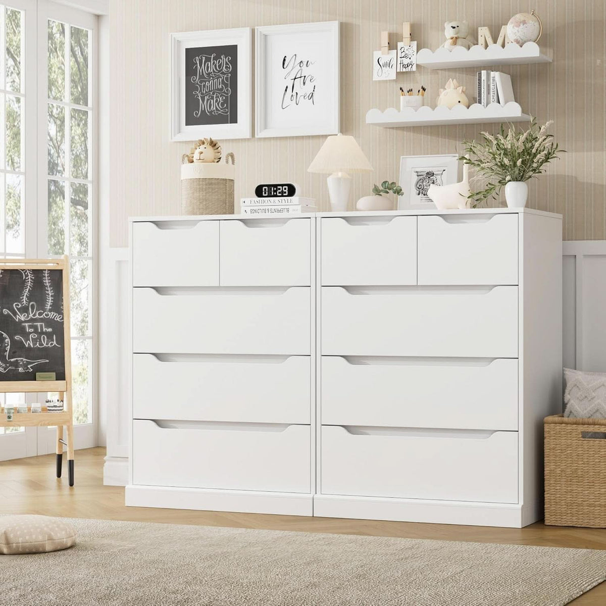 White 5 Drawer Dresser For Bedroom Storage Organizer
