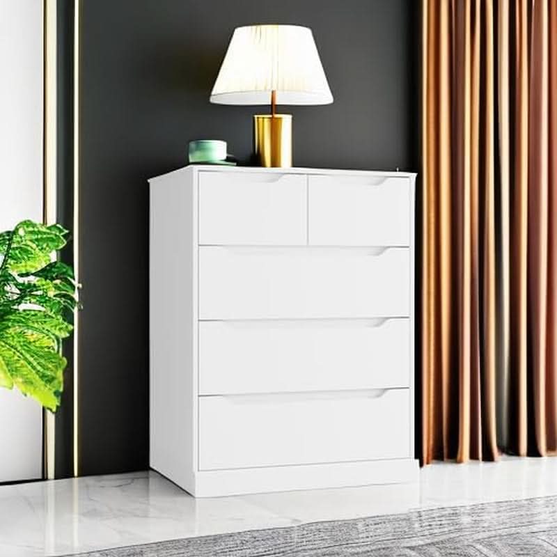 White 5 Drawer Dresser For Bedroom Storage Organizer