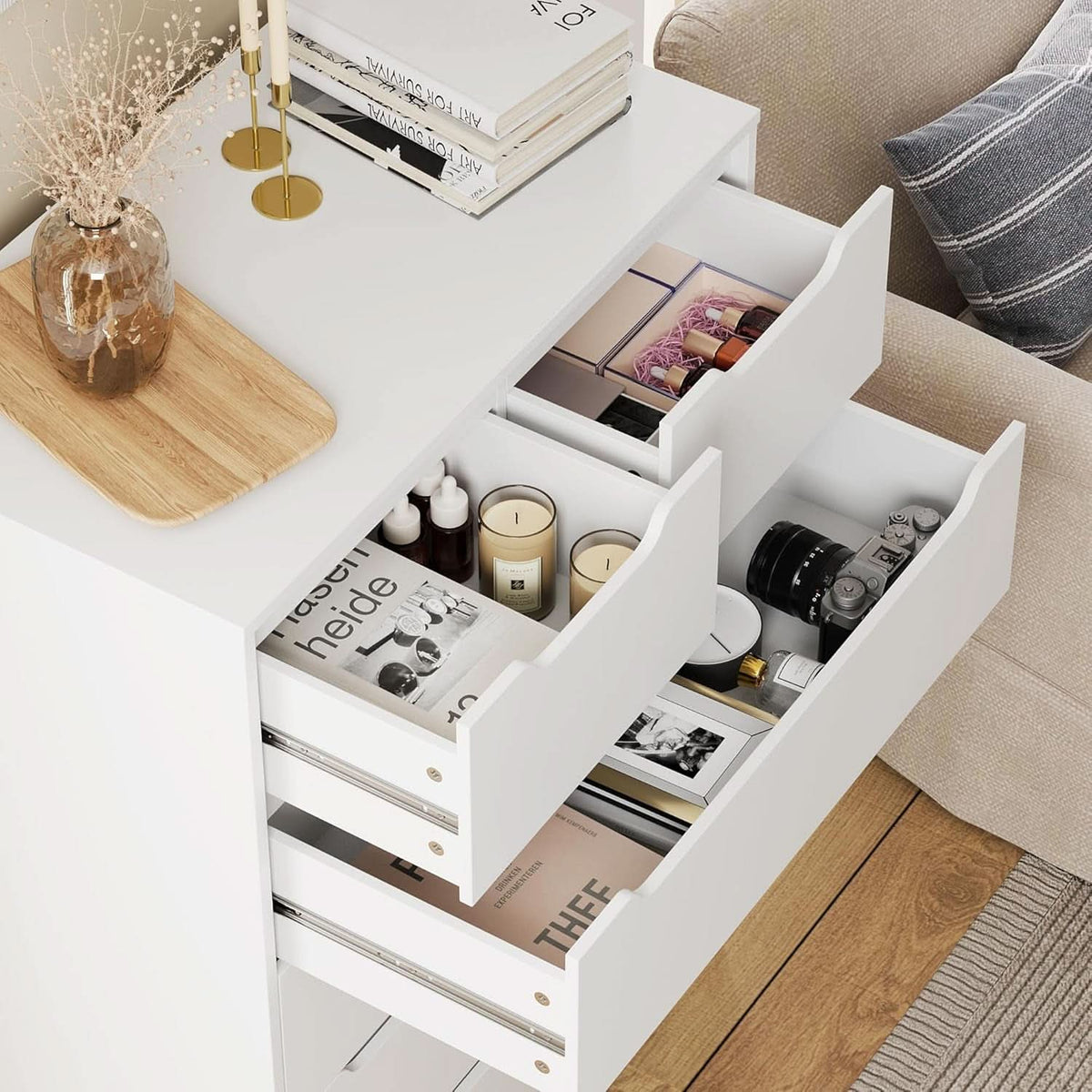 White 5 Drawer Dresser For Bedroom Storage Organizer