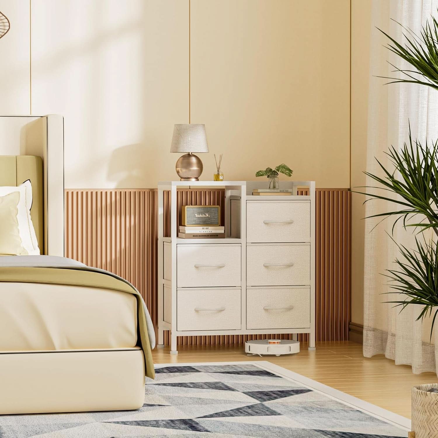 White 5 Drawer Dresser With Metal Frame Bedroom Storage