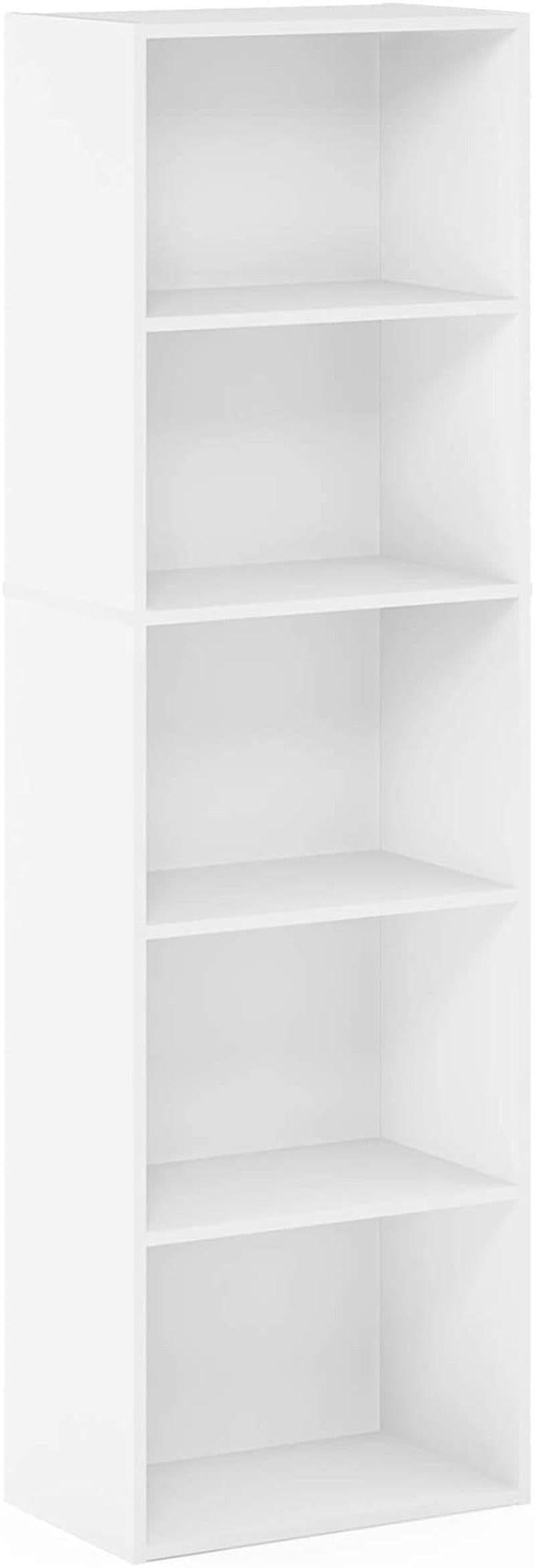 White 5 Tier Bookcase Storage Shelf For Living Room