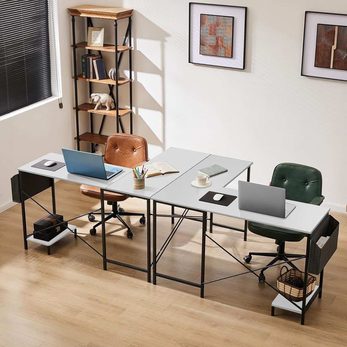 White 50 Inch L Shaped Gaming Desk for Home Office