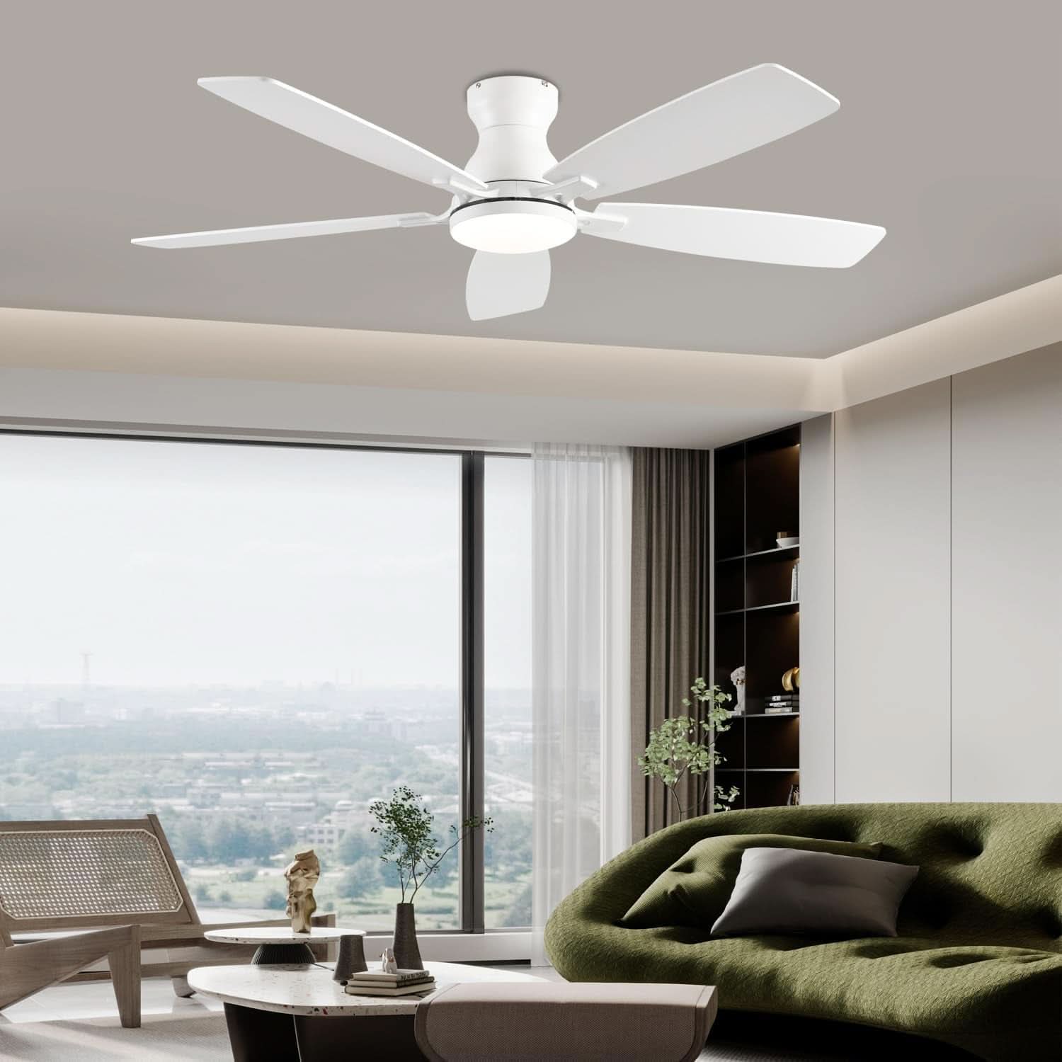White 52 Inch Ceiling Fan With Remote And LED Lights