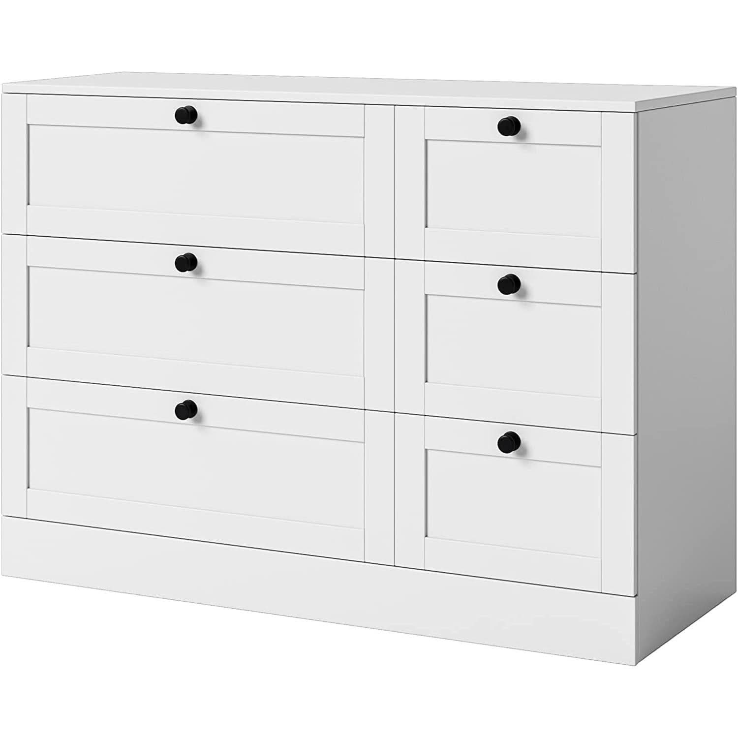 White 6 Drawer Chest Of Drawers For Bedroom Storage