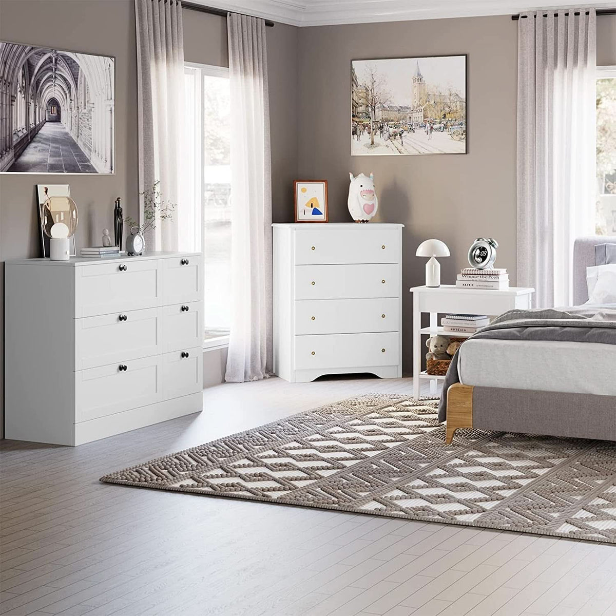 White 6 Drawer Chest Of Drawers For Bedroom Storage