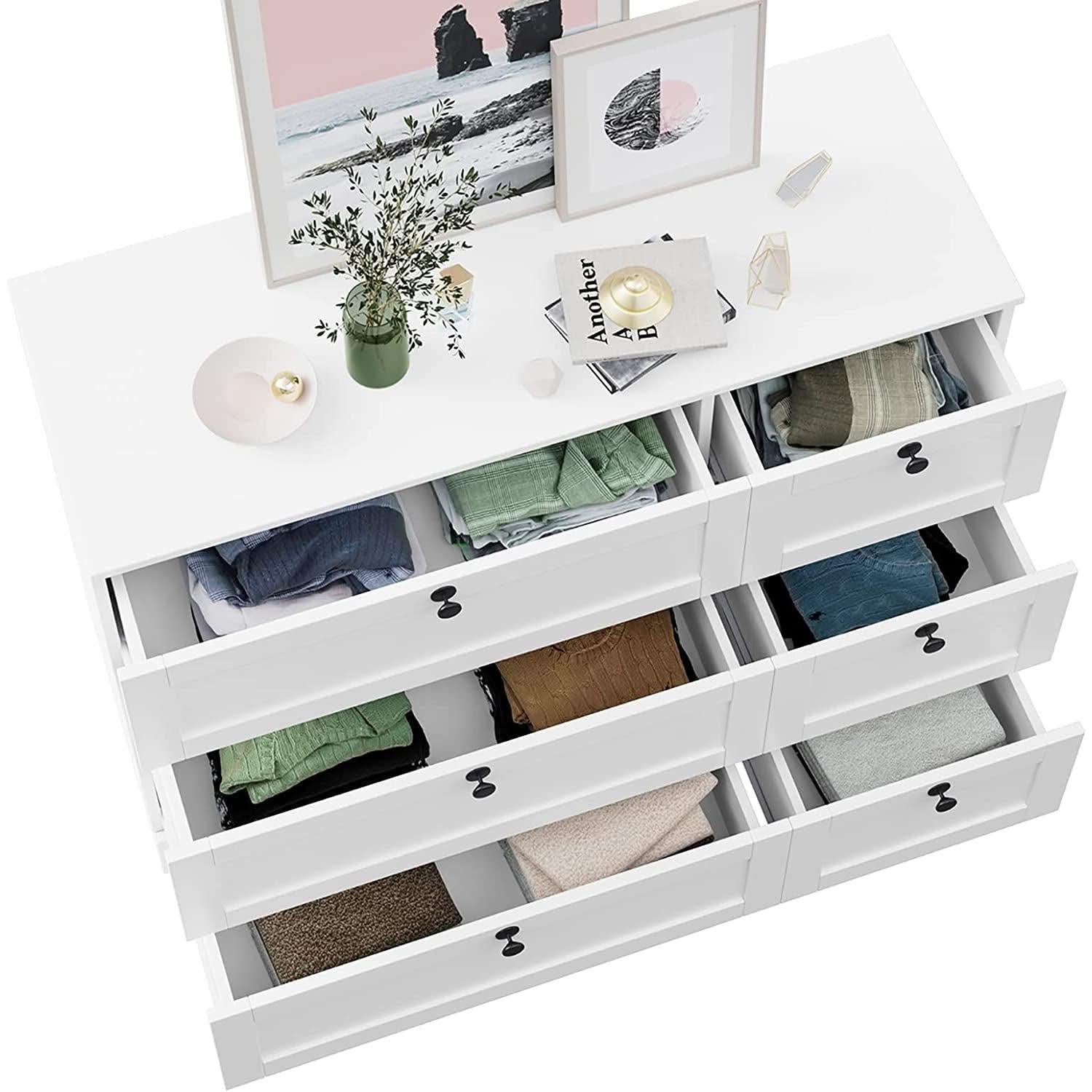 White 6 Drawer Chest Of Drawers For Bedroom Storage