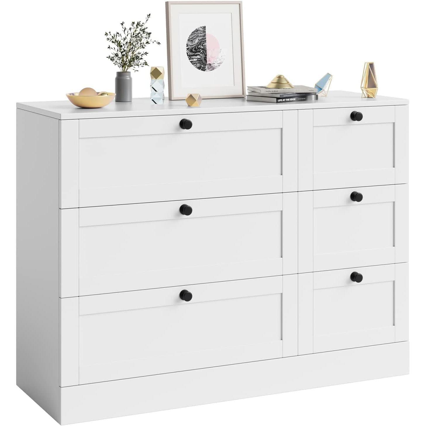 White 6 Drawer Chest Of Drawers For Bedroom Storage