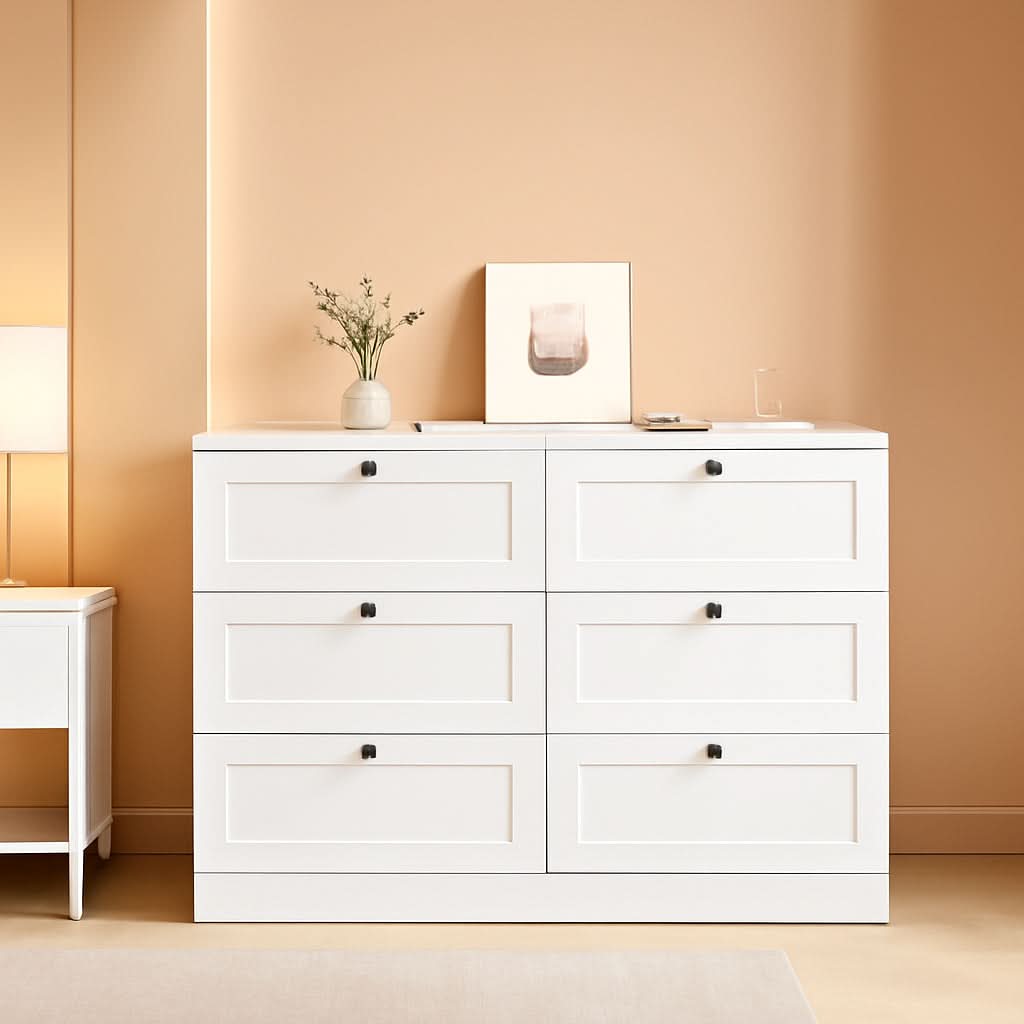 White 6 Drawer Chest Of Drawers For Bedroom Storage