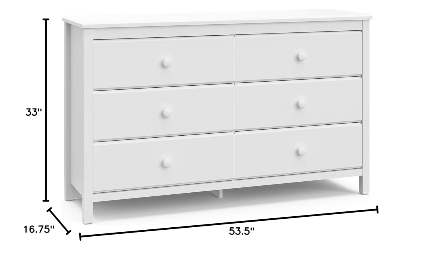 White 6 Drawer Double Dresser For Nursery And Kids