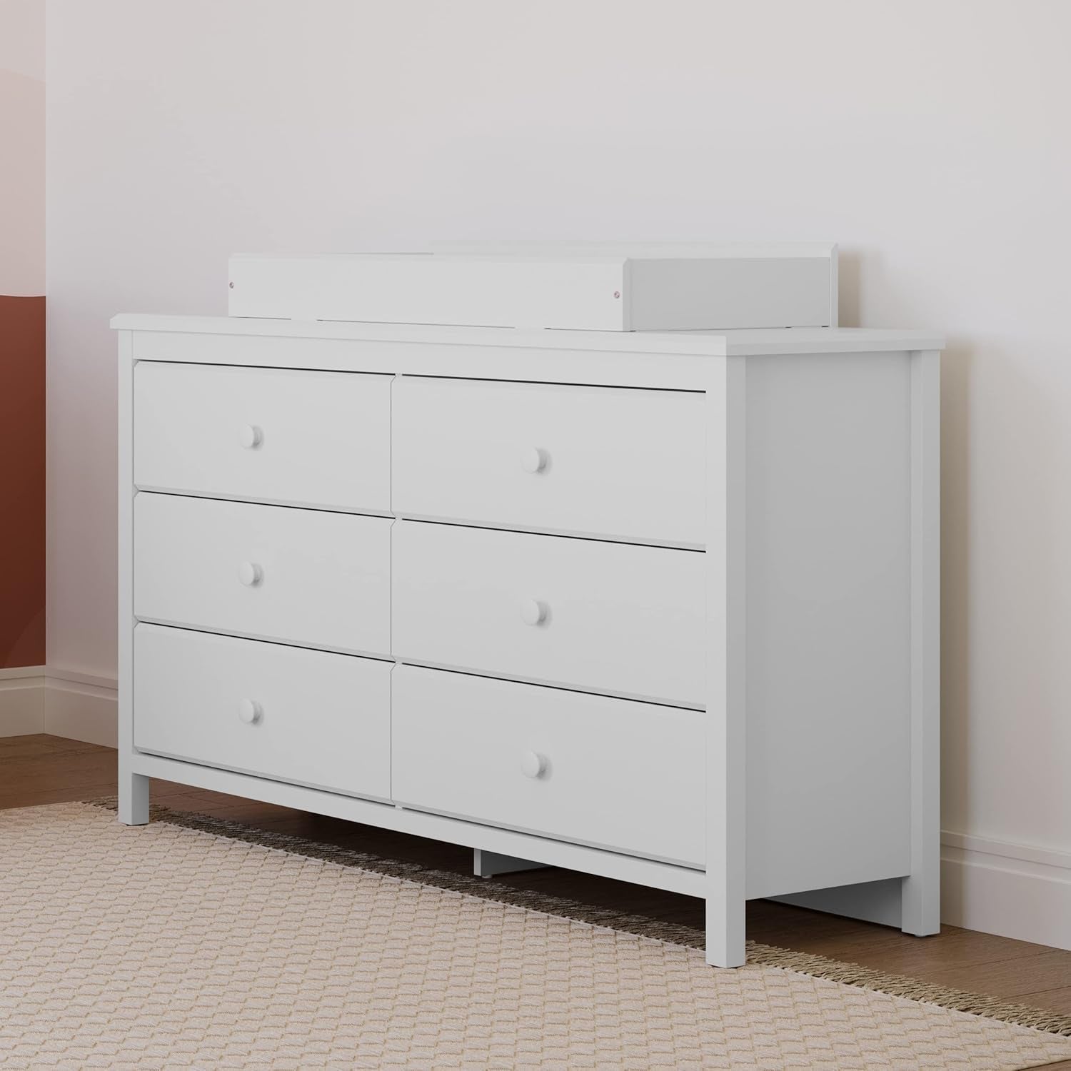White 6 Drawer Double Dresser For Nursery And Kids
