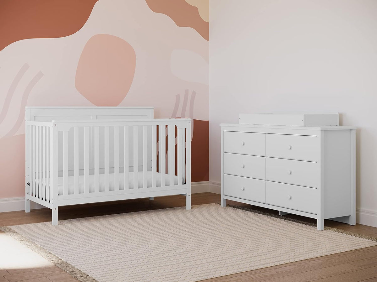 White 6 Drawer Double Dresser For Nursery And Kids