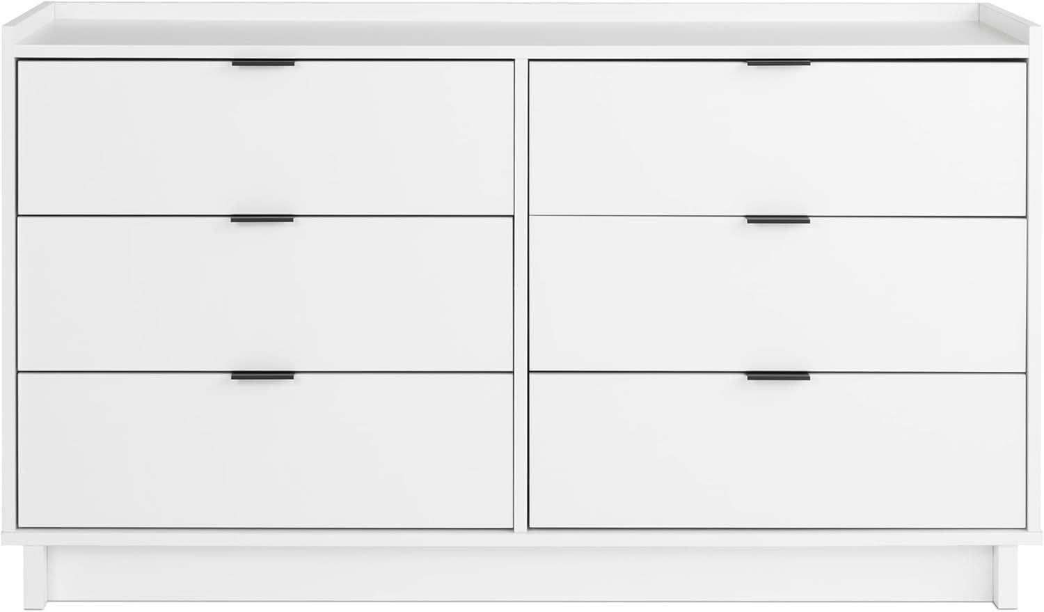 White 6 Drawer Dresser 52W Modern Bedroom Storage Solutions