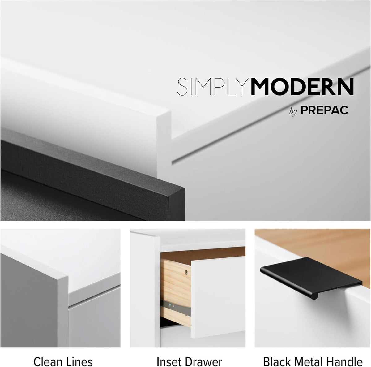 White 6 Drawer Dresser 52W Modern Bedroom Storage Solutions