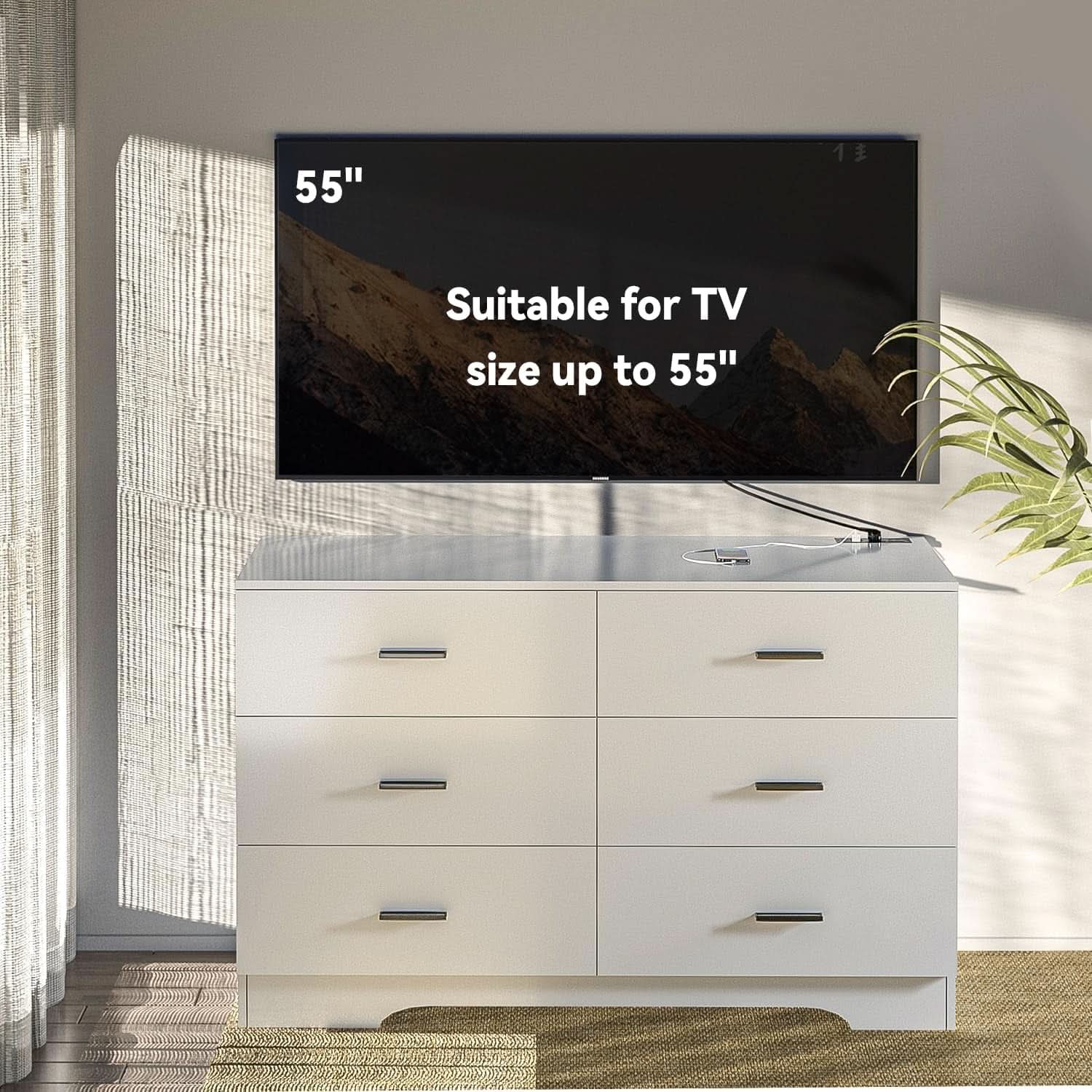 White 6 Drawer Dresser With Built In Charging Station