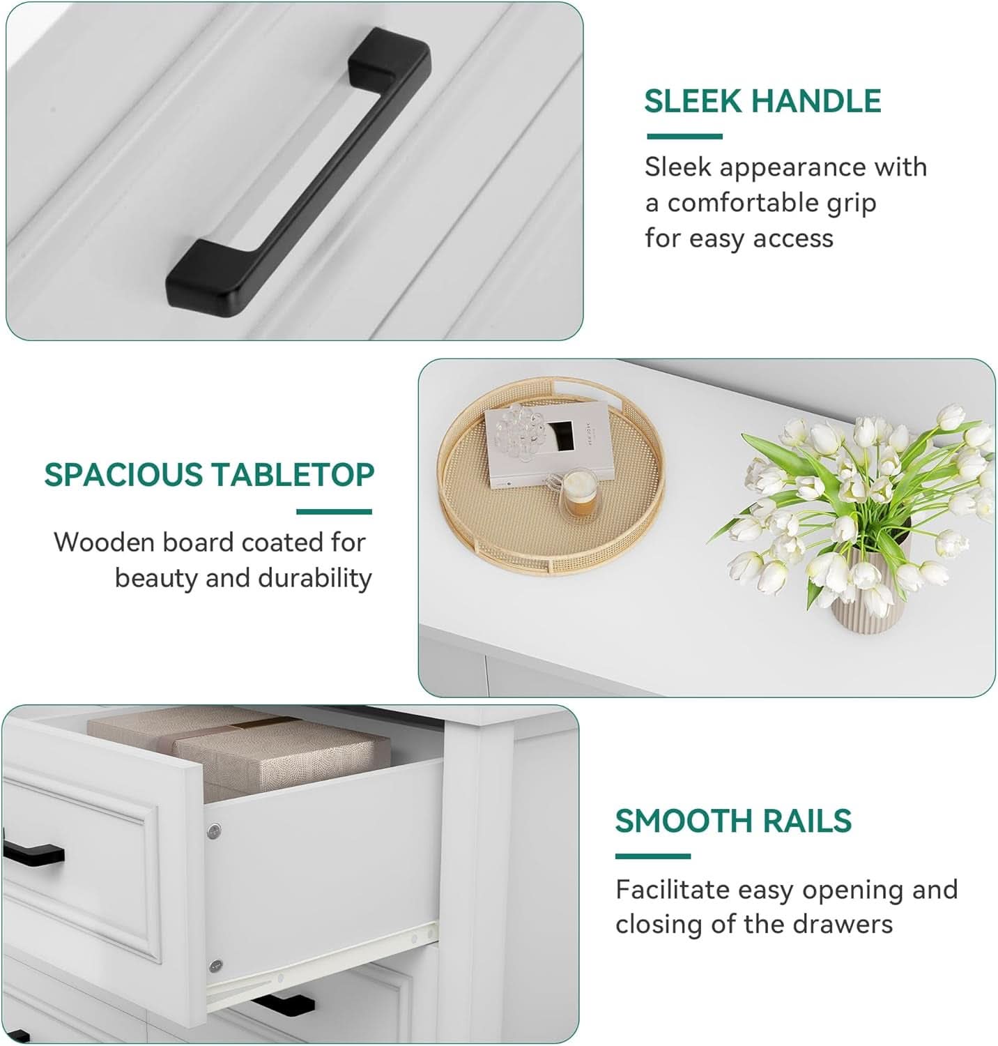 White 6 Drawer Dresser With Built In Power Outlet Chest