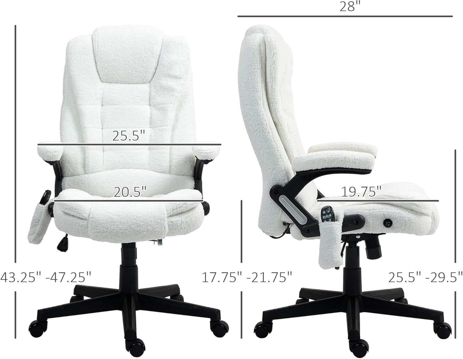 White 6 Point Vibrating Massage Office Chair With Heat