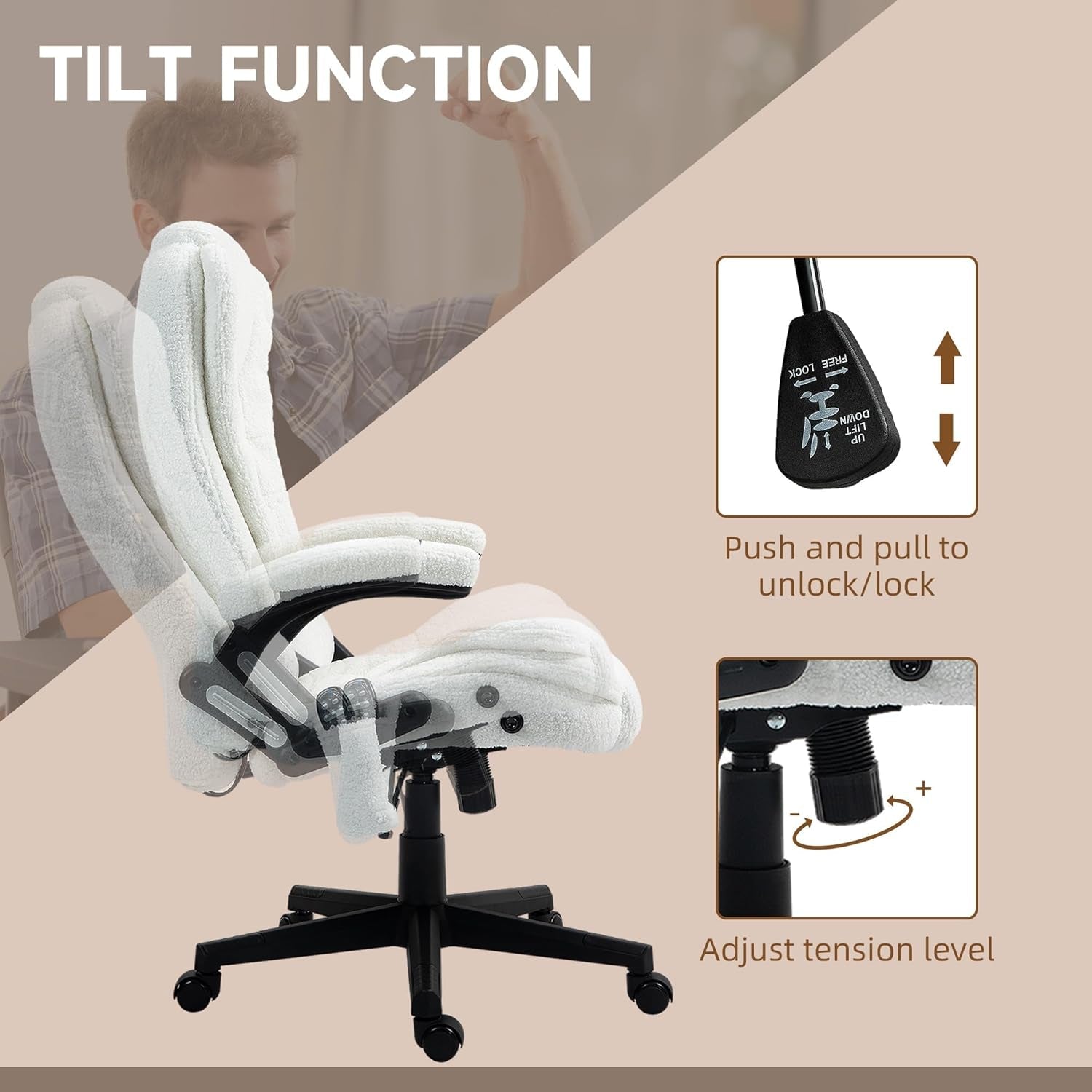 White 6 Point Vibrating Massage Office Chair With Heat