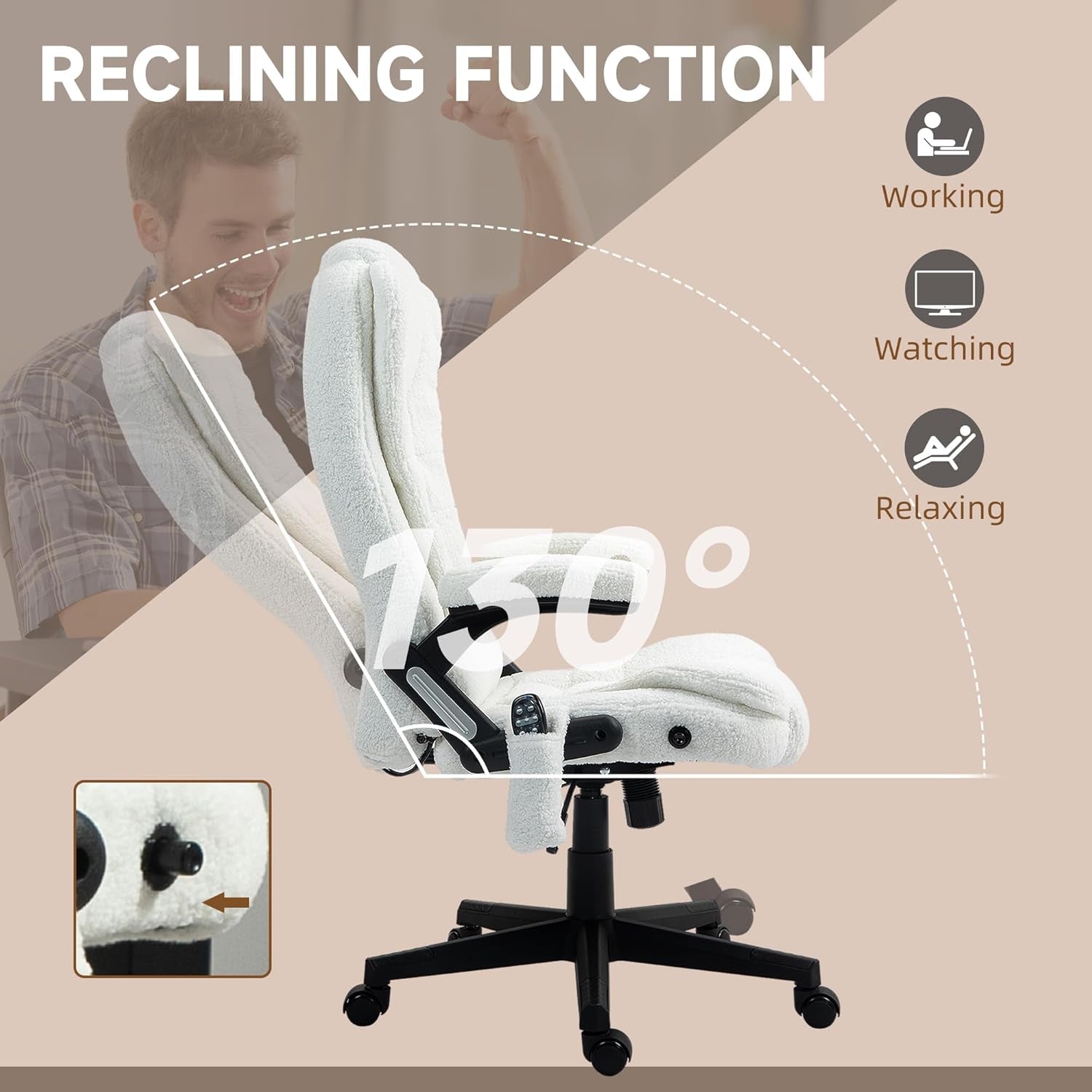 White 6 Point Vibrating Massage Office Chair With Heat