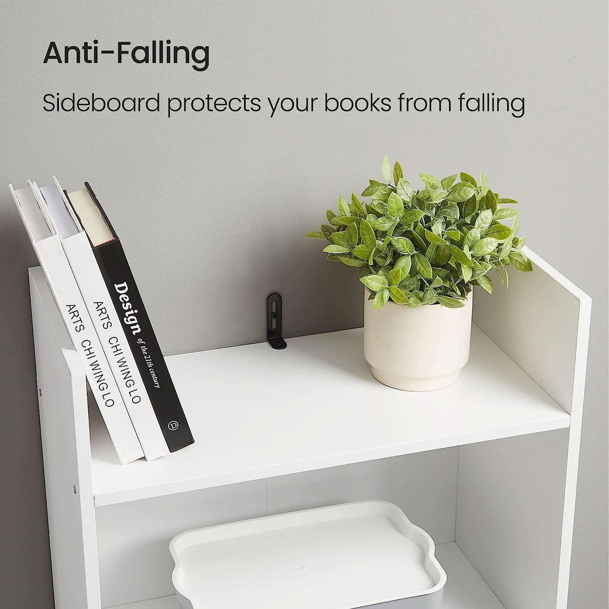 White 6-Tier Bookshelf Anti Tip Design For Home Office
