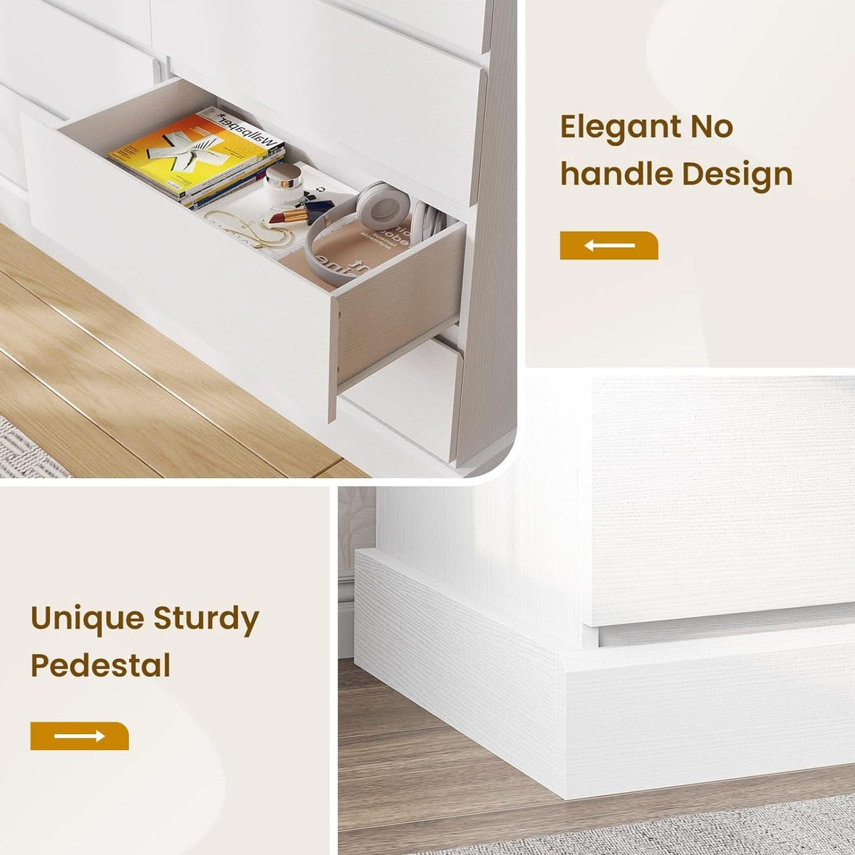 White 8 Drawer Dresser For Bedroom With Ample Storage