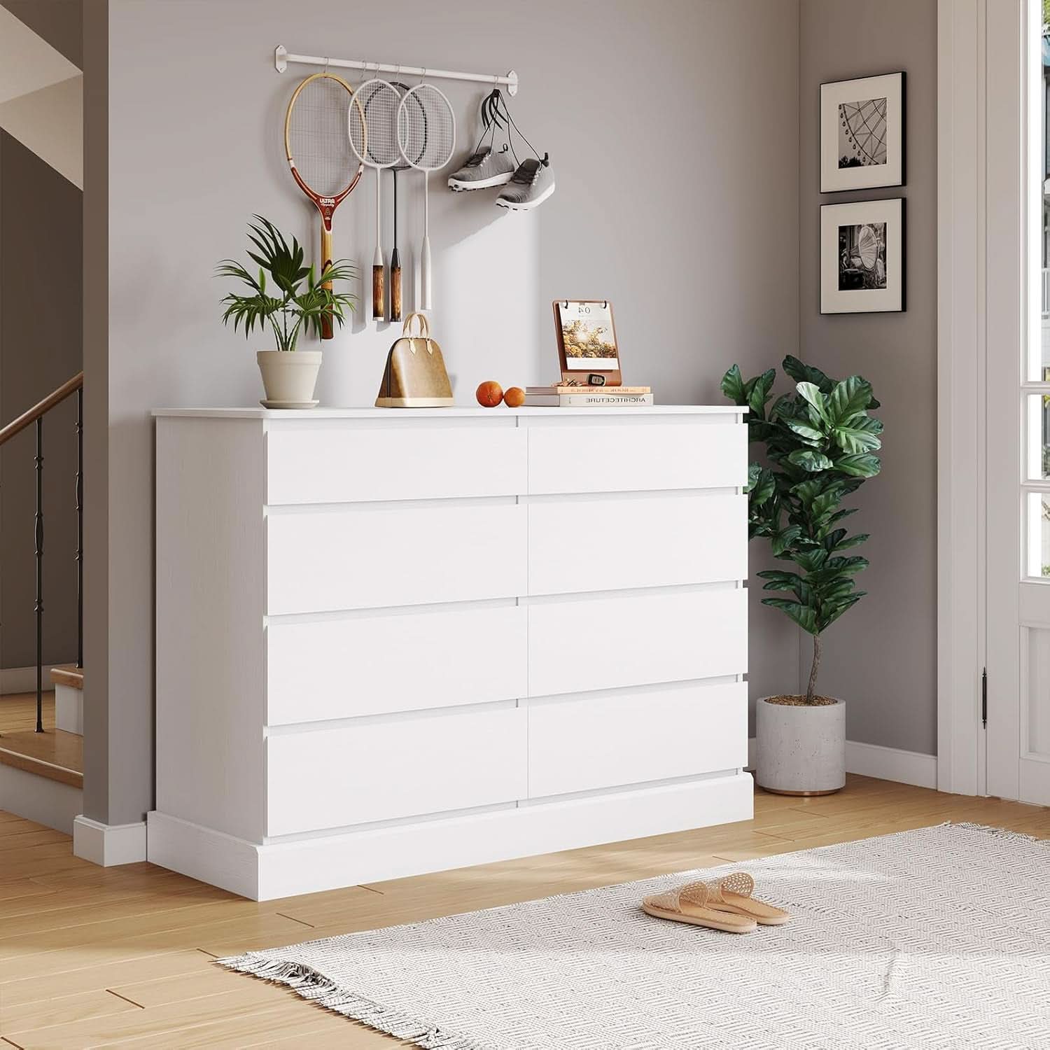 White 8 Drawer Dresser For Bedroom With Ample Storage