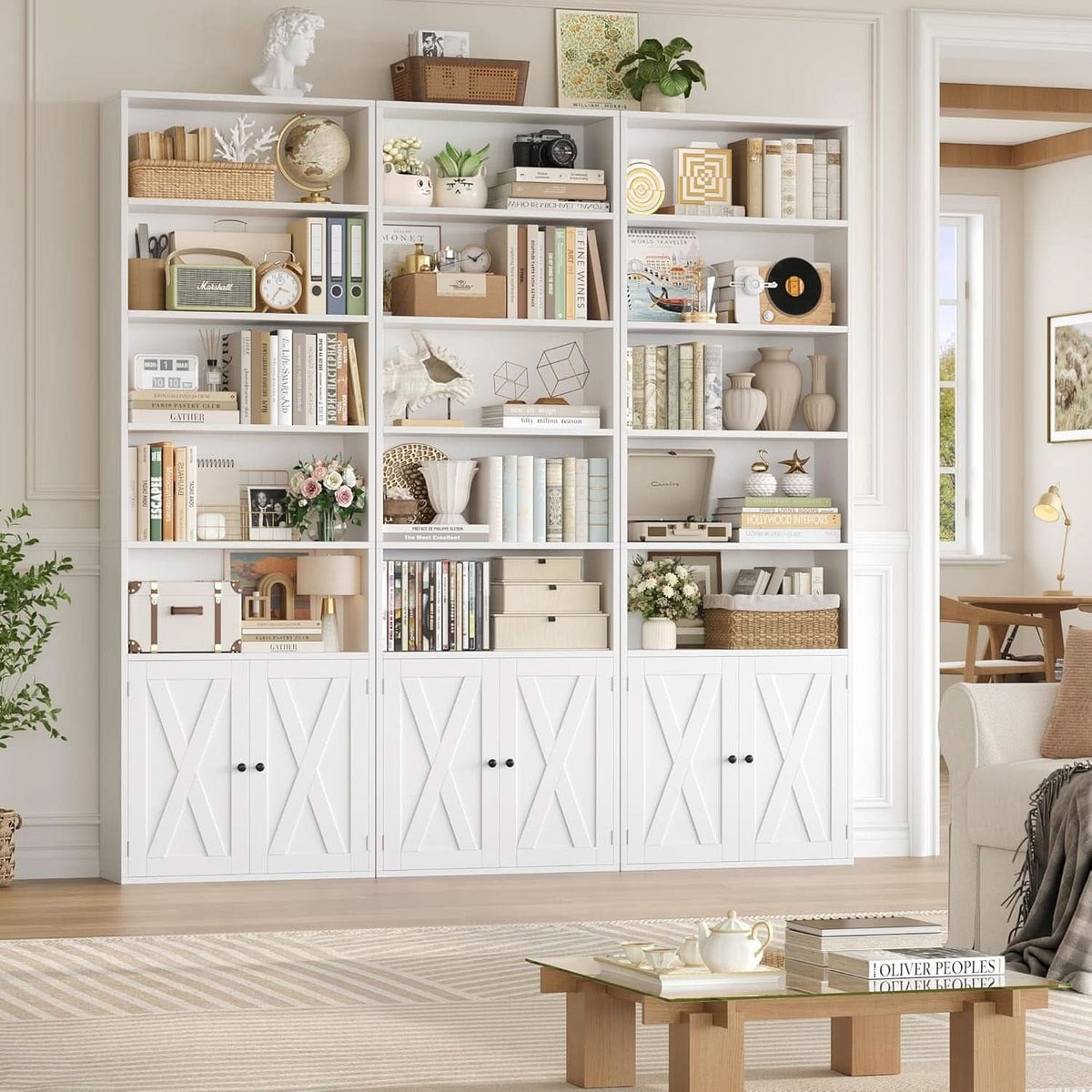 White 82 Inch Tall Bookcase Sturdy Elegant Contemporary