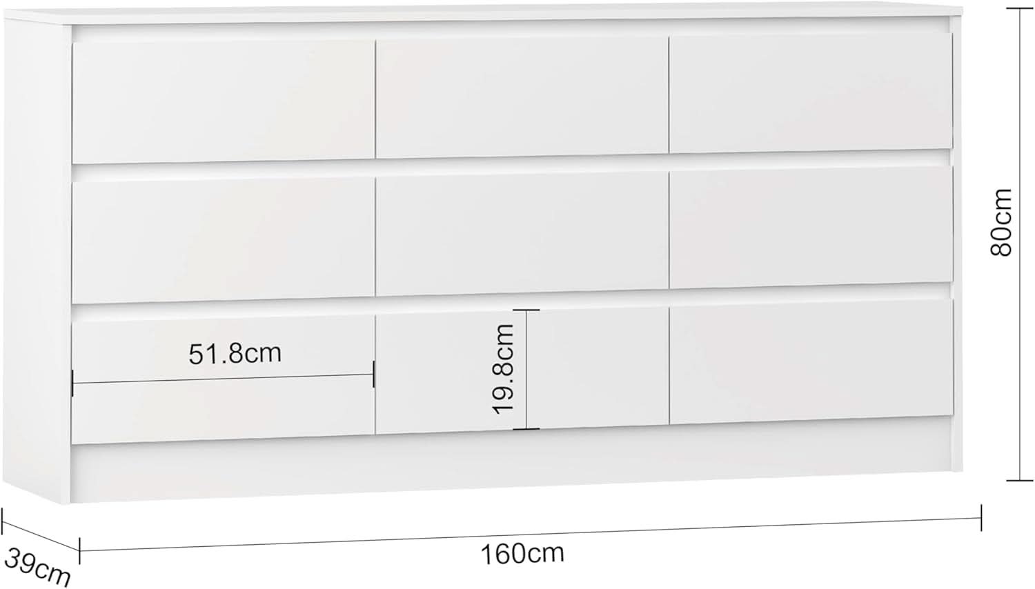 White 9 Drawer Dresser With Large Storage Capacity For Bedroom