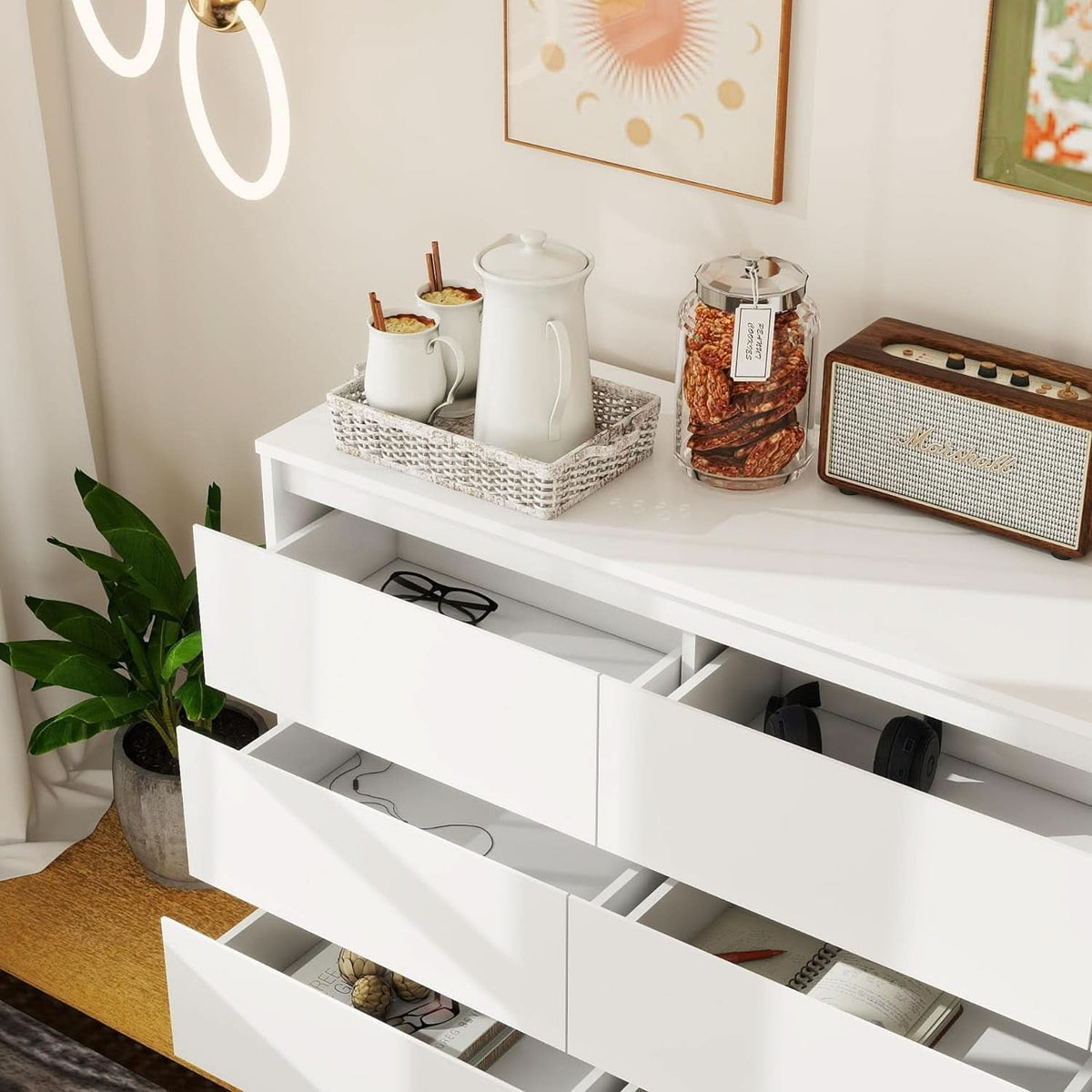 White 9 Drawer Dresser With Large Storage Capacity For Bedroom