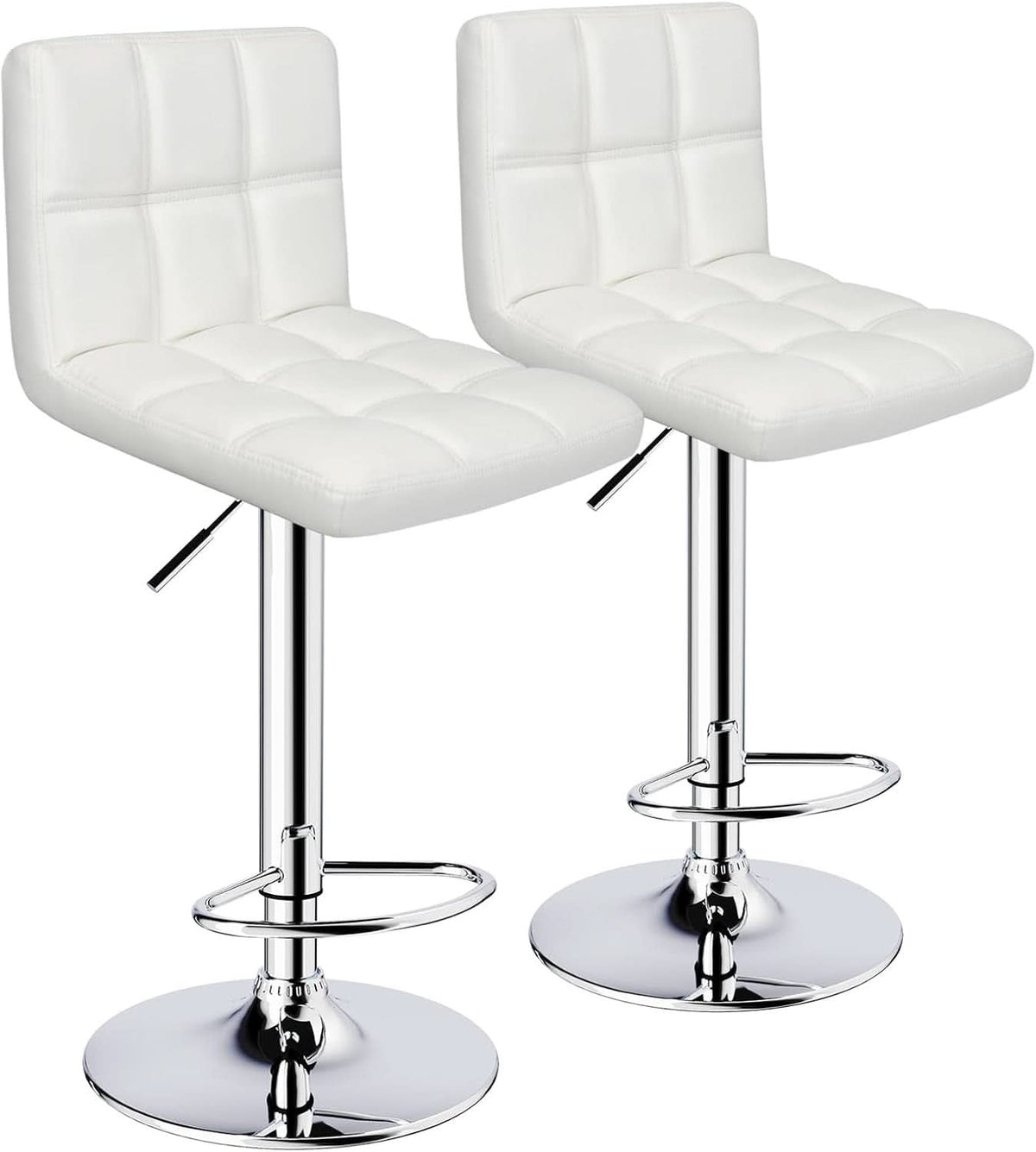 White Bar Stools Set Of 2 Armless Adjustable Swivel