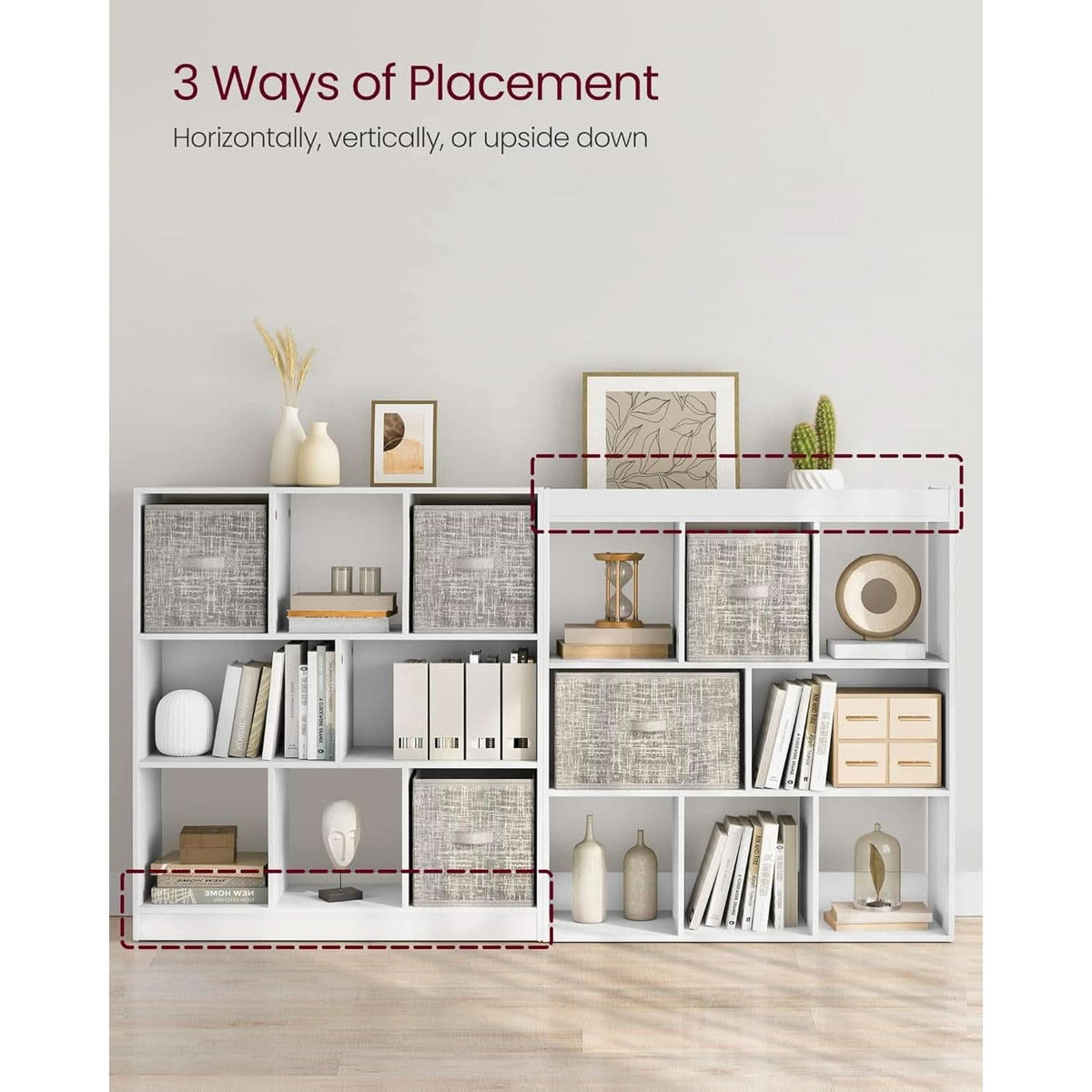 White Bookcase With 8 Open Compartments Freestanding Storage Shelf 11x35.4x39.4