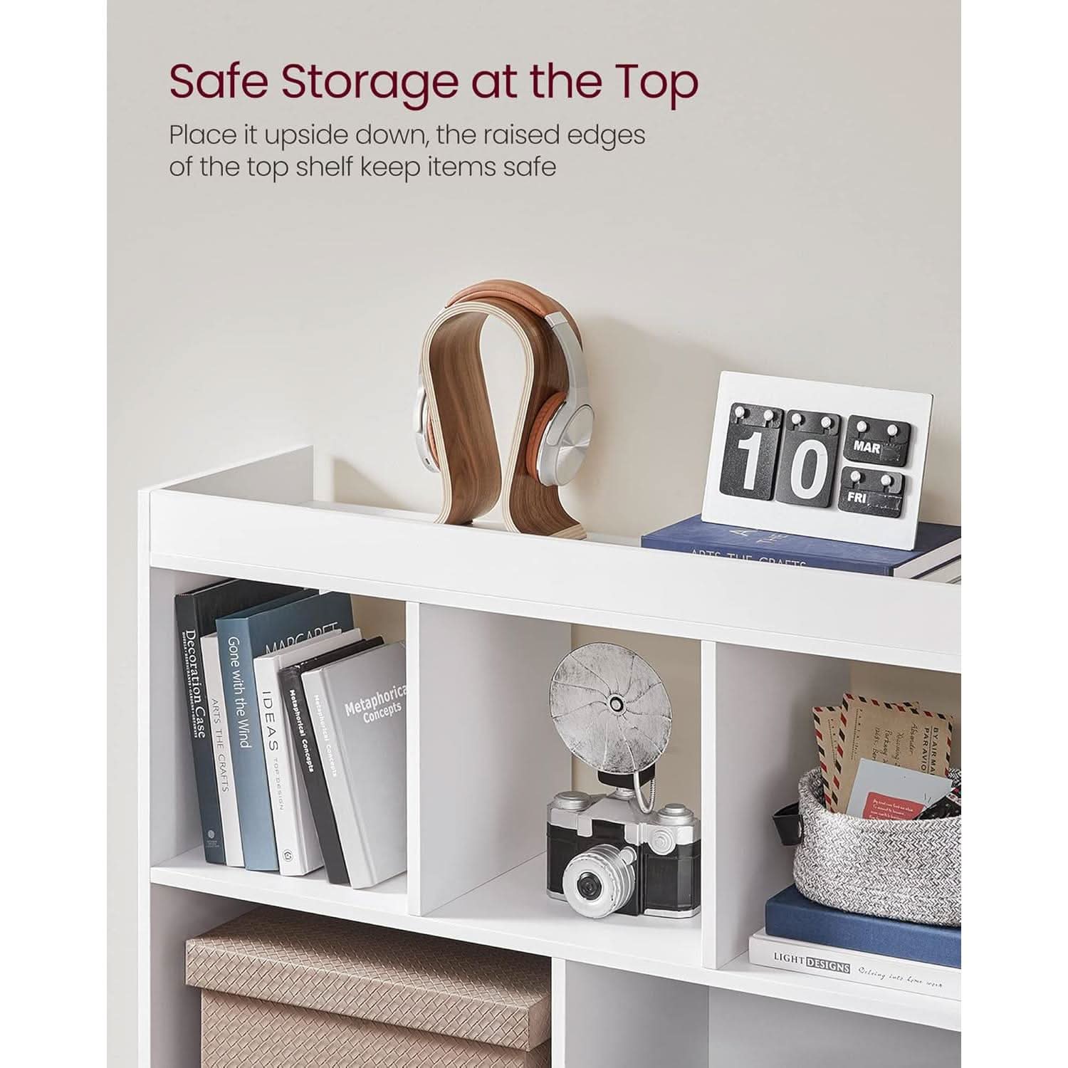 White Bookcase With 8 Open Compartments Freestanding Storage Shelf 11x35.4x39.4