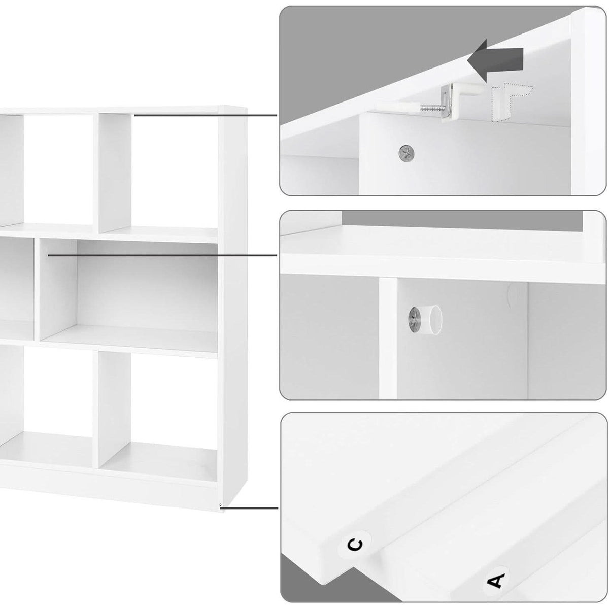 White Bookcase With 8 Open Compartments Freestanding Storage Shelf 11x35.4x39.4