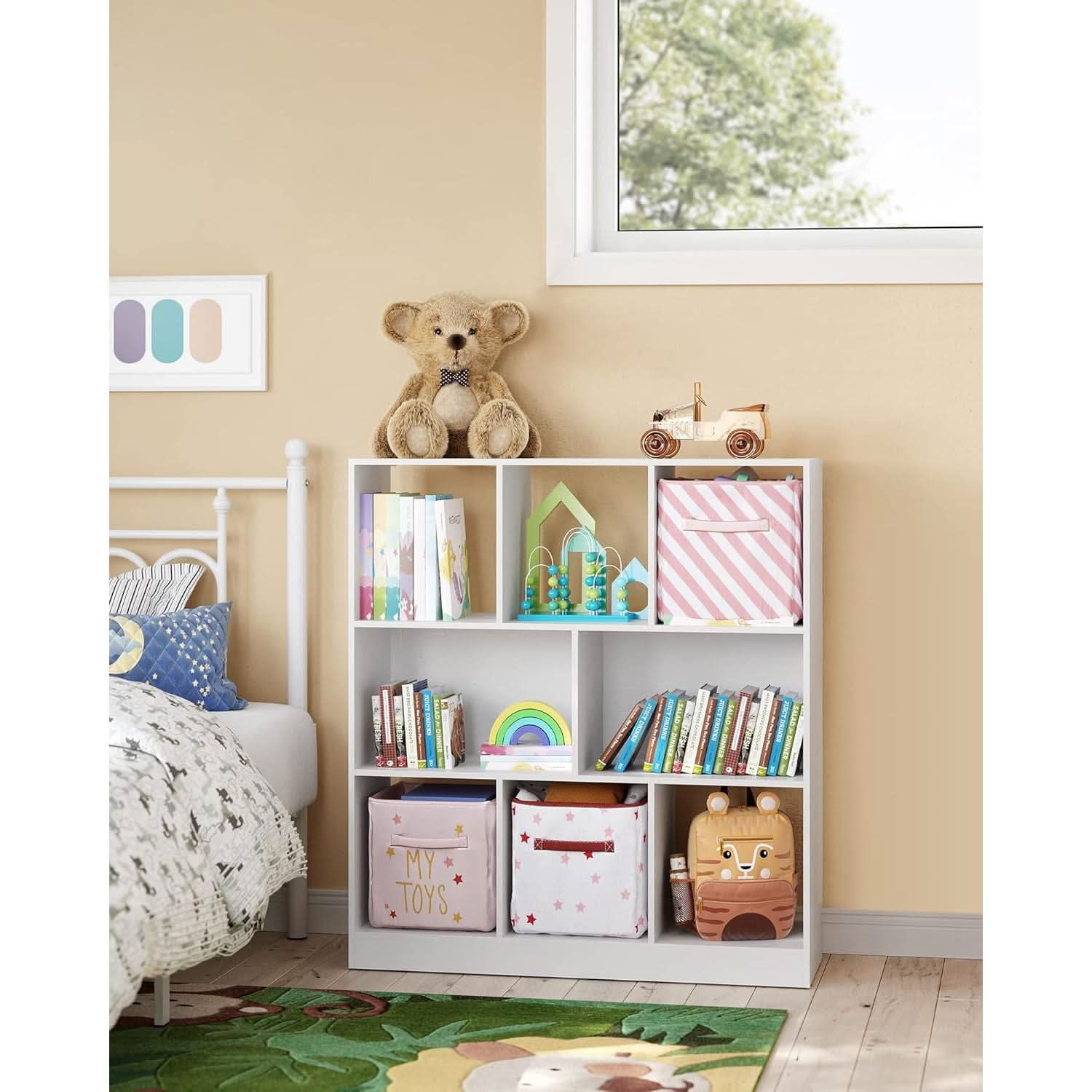 White Bookcase With 8 Open Compartments Freestanding Storage Shelf 11x35.4x39.4