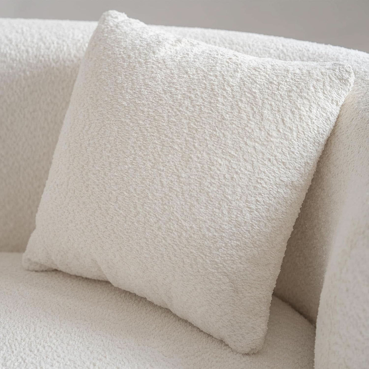 White Boucle Curved Sectional Sofa Modular Living Room