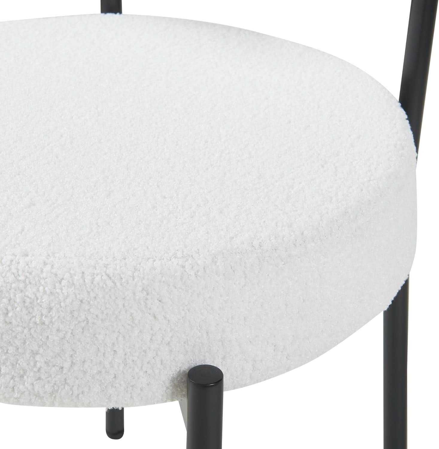 White Boucle Dining Chairs Set Of 2 For Dining Room